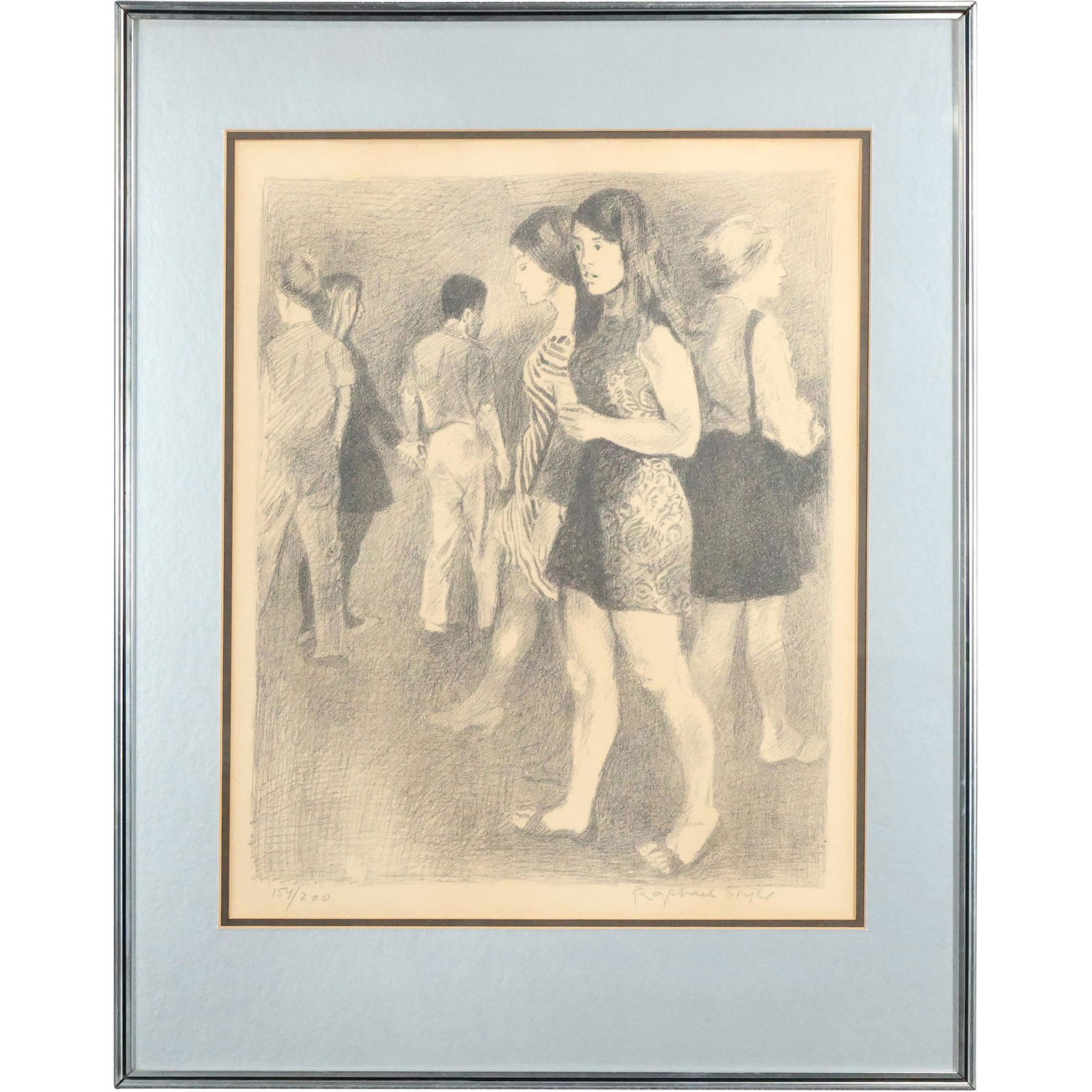 RAPHAEL SOYER #154/200 Lithograph Gathering of Young People - Framed (1 of 14)