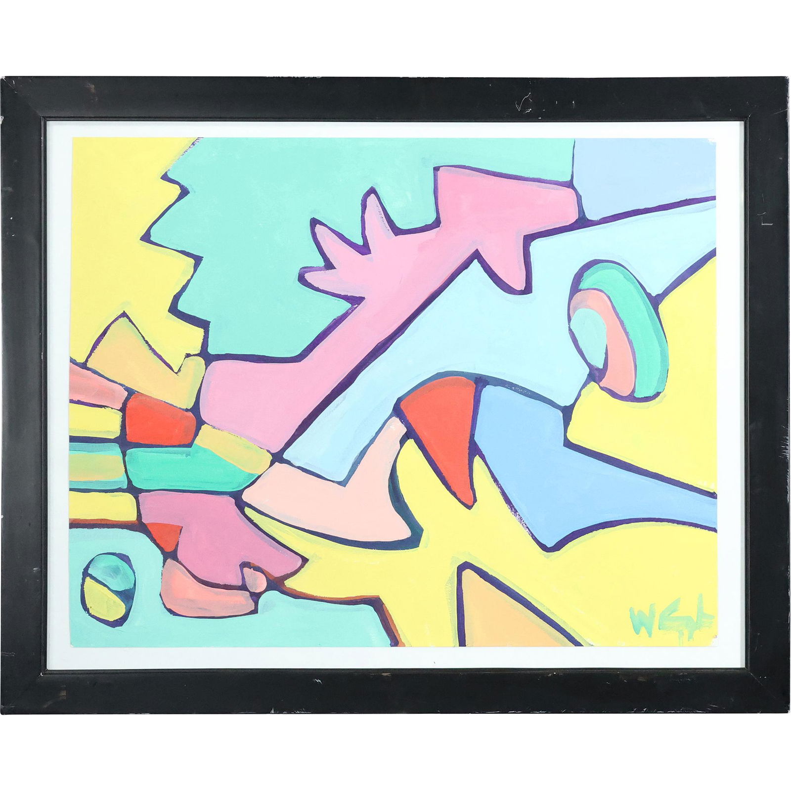 Wayne Cunningham, American, Abstract Multi Colors, acrylic on paper , framed, signed (1 of 13)