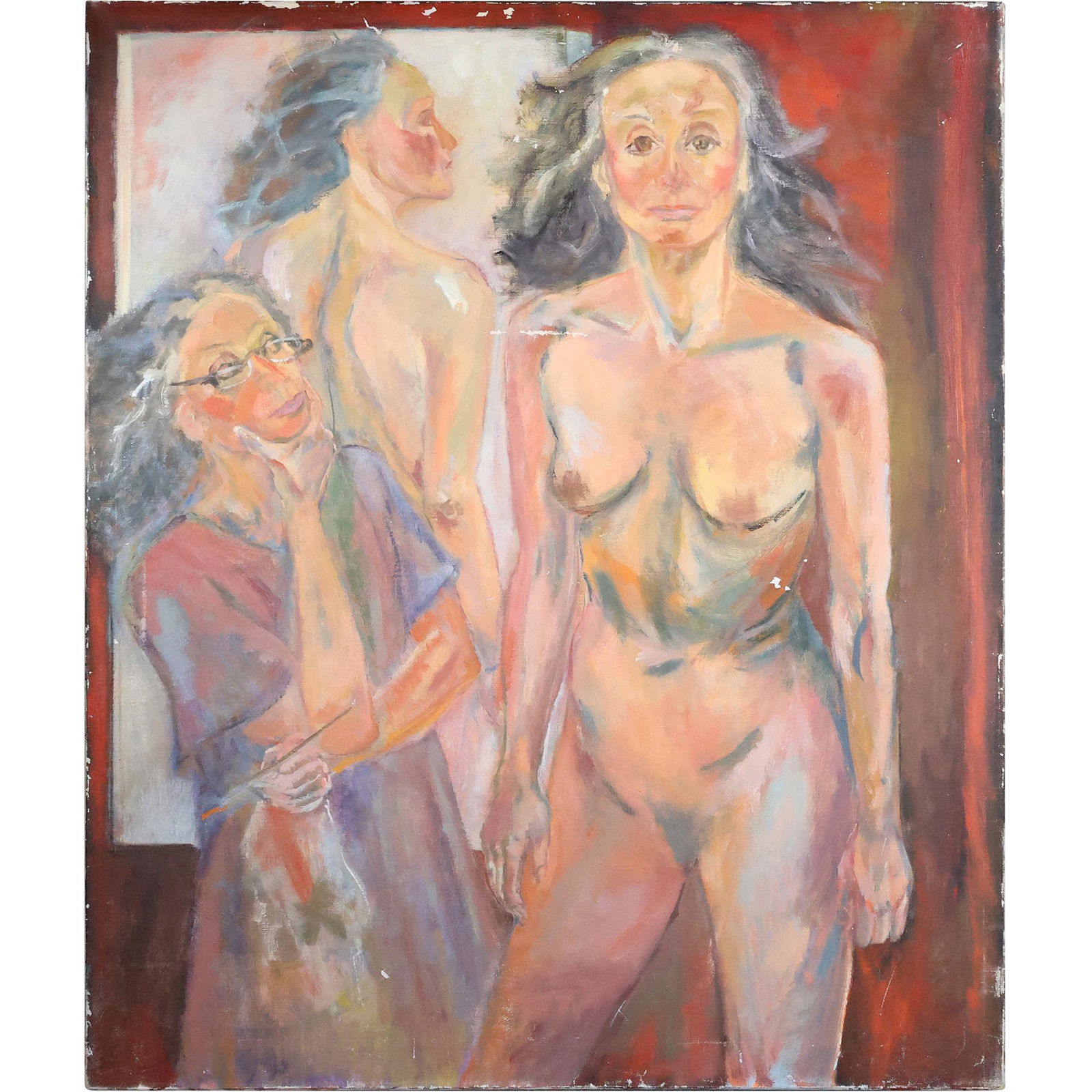 Iris Kaplan, American, Park Ave New York, Large Oil/c SELF PORTRAIT (1 of 19)