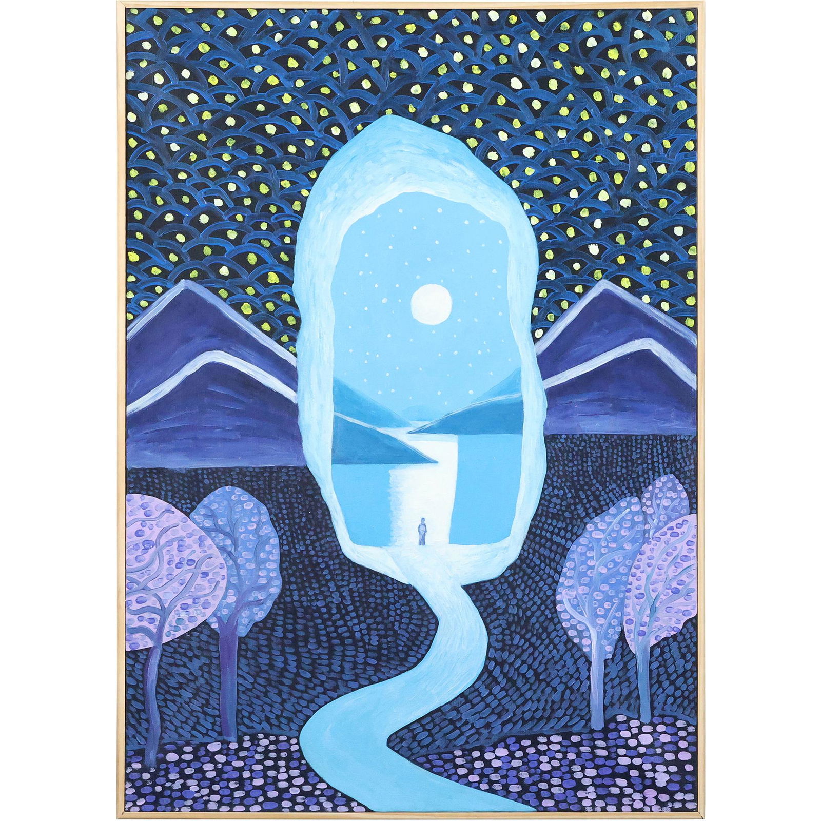 Attributed Matthew Wong Star Gate Oil on Canvas Painting Signed on Verso (1 of 13)