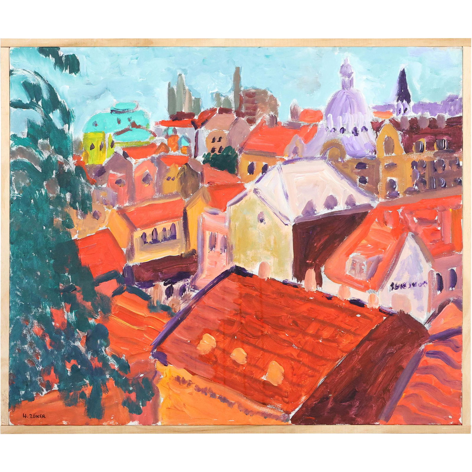 Herman Zuker, b. 1959, Polish American, "Old City" Oil Painting (1 of 13)