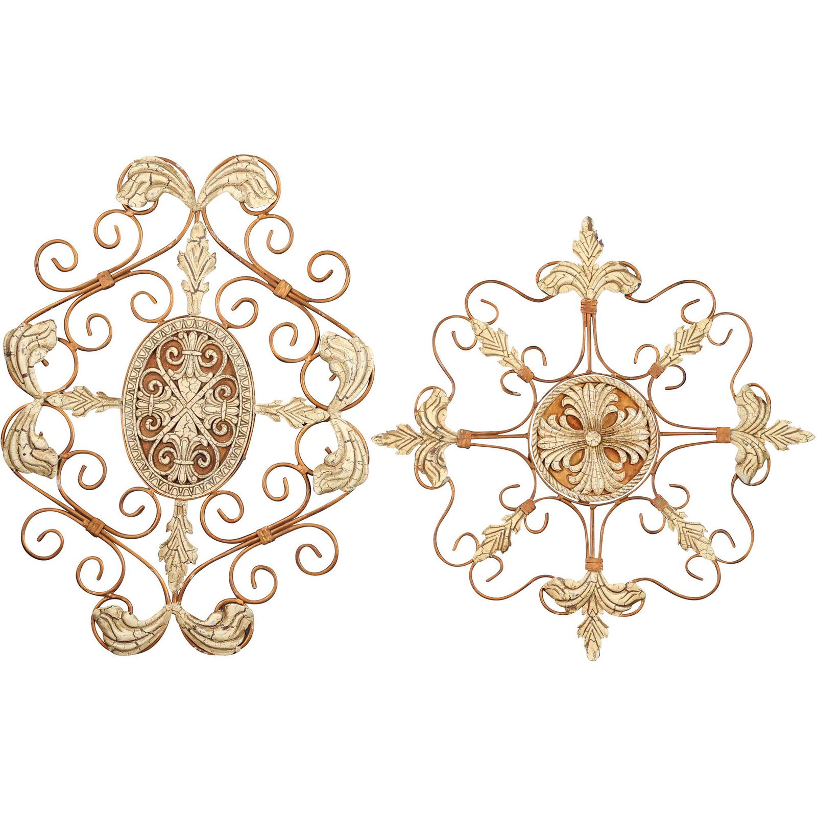 [2] TWO French Fancy Metal Decorative Wall Plaques (1 of 16)