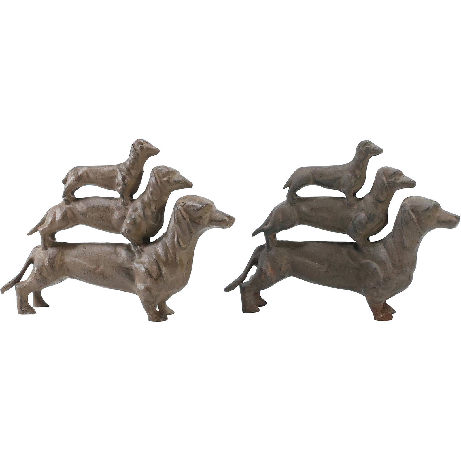 [2] TWO Novelty Cast Iron Stacked Dogs Figurative Statues / Doorstops (1 of 9)