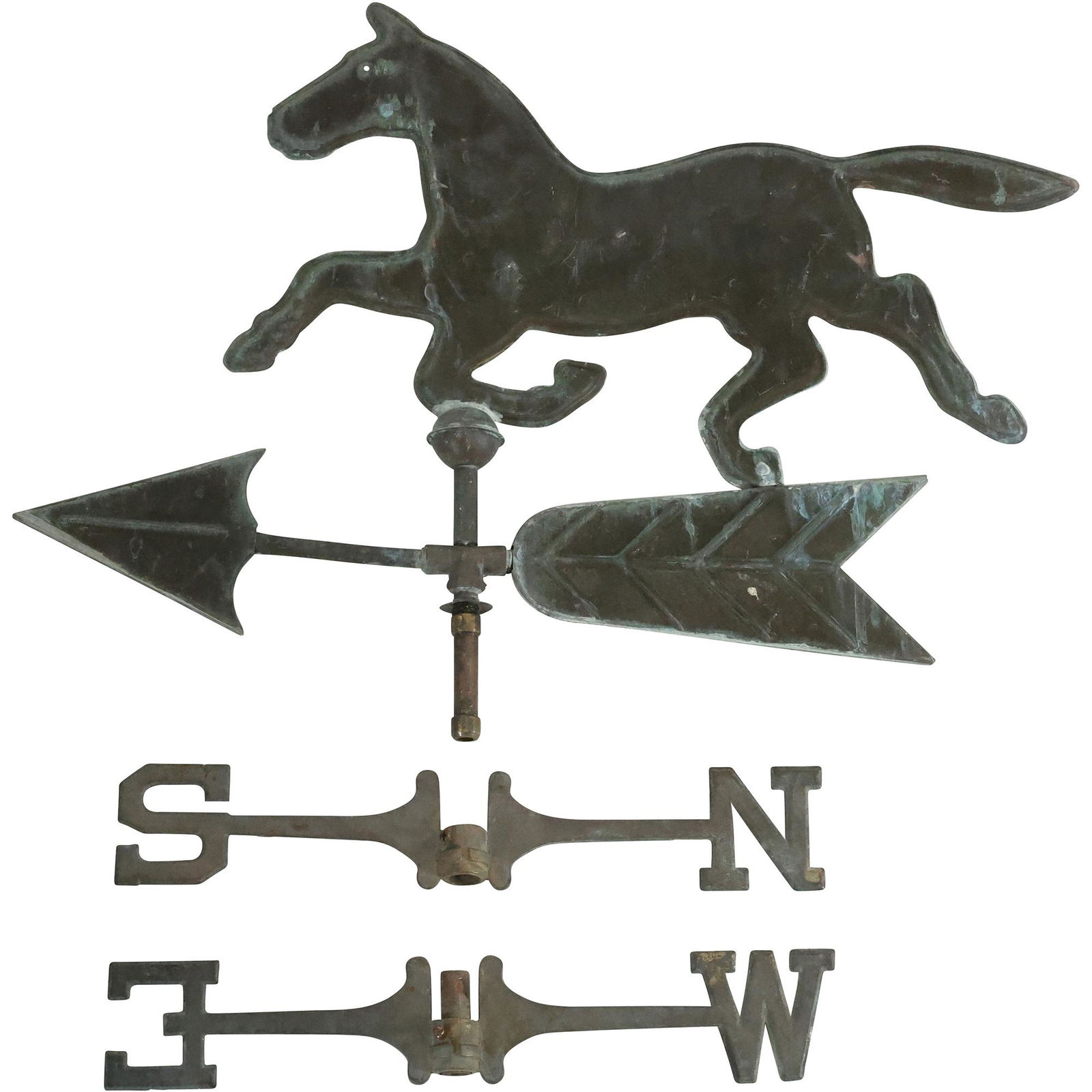 Vintage Copper Running Horse Weathervane with Directionals (1 of 17)