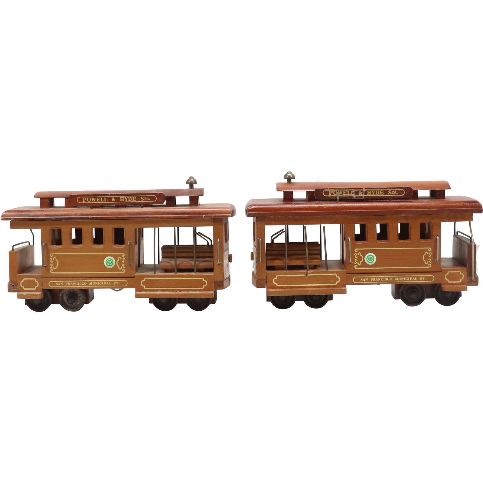 [2] TWO Wooden Trolley Car Models (1 of 8)