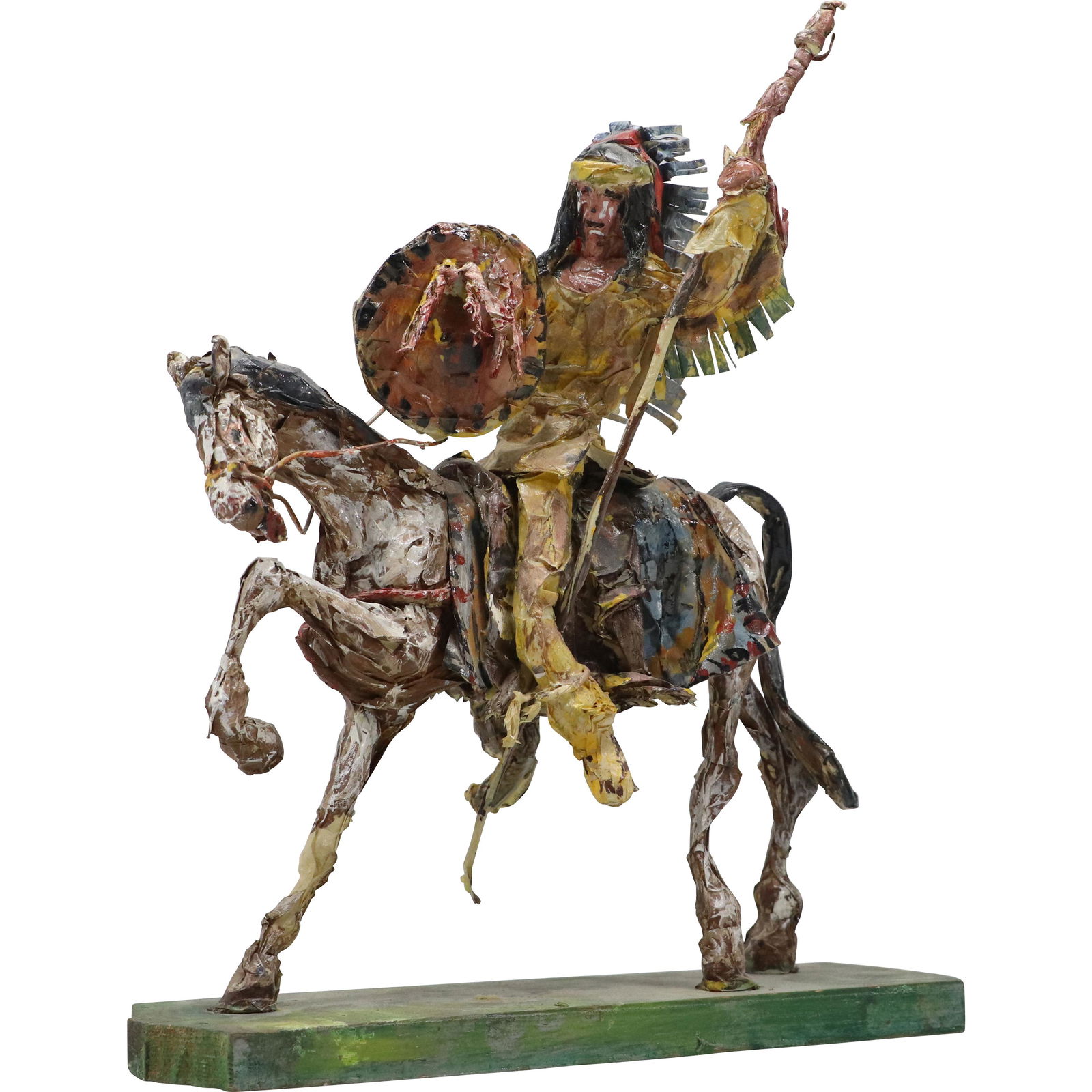 Pietro Barbera Signed Mixed Media Native American Scout on Horse Sculpture (1 of 10)