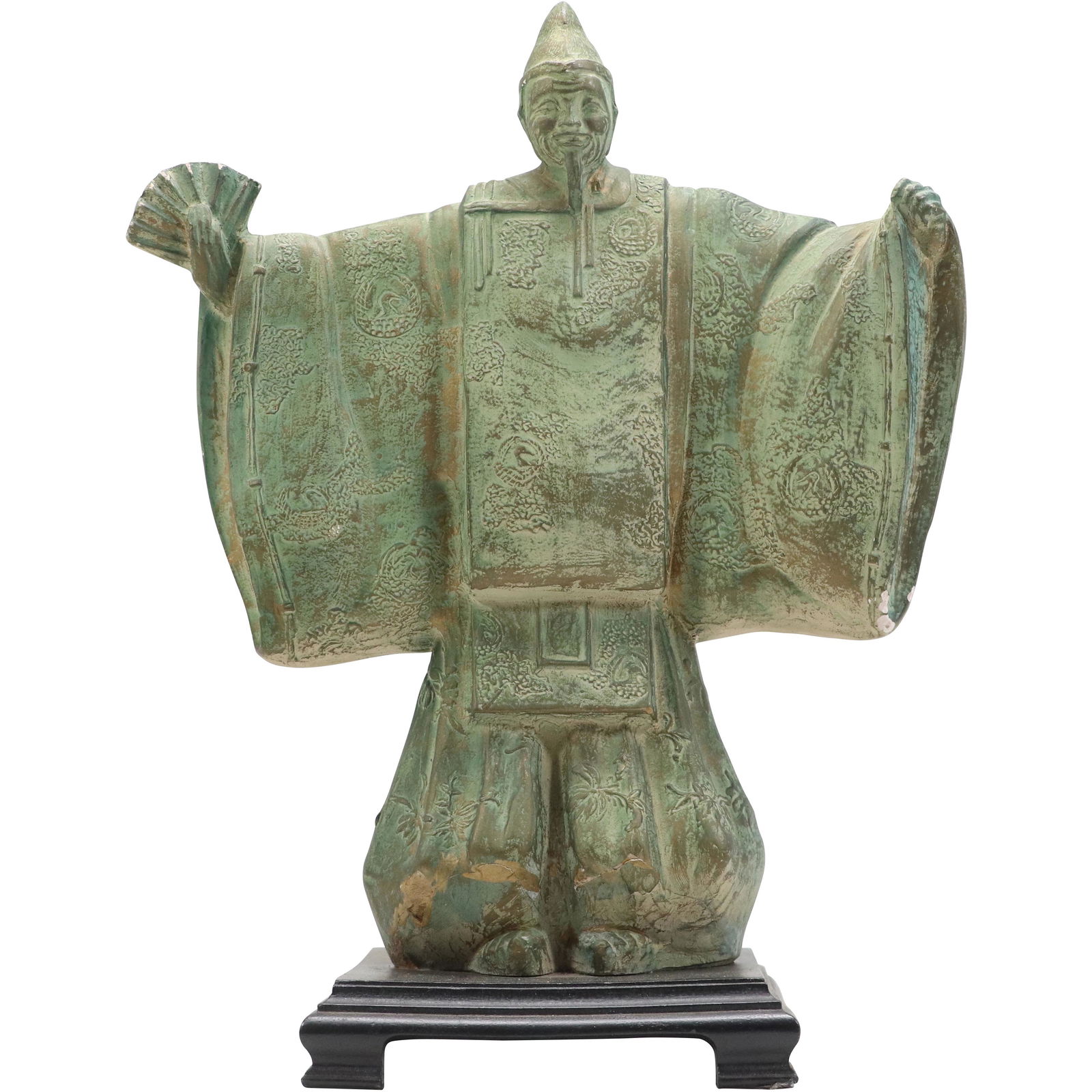 Oriental Asian Jester Figure Statue in Verde Green Bronze Patina (1 of 10)