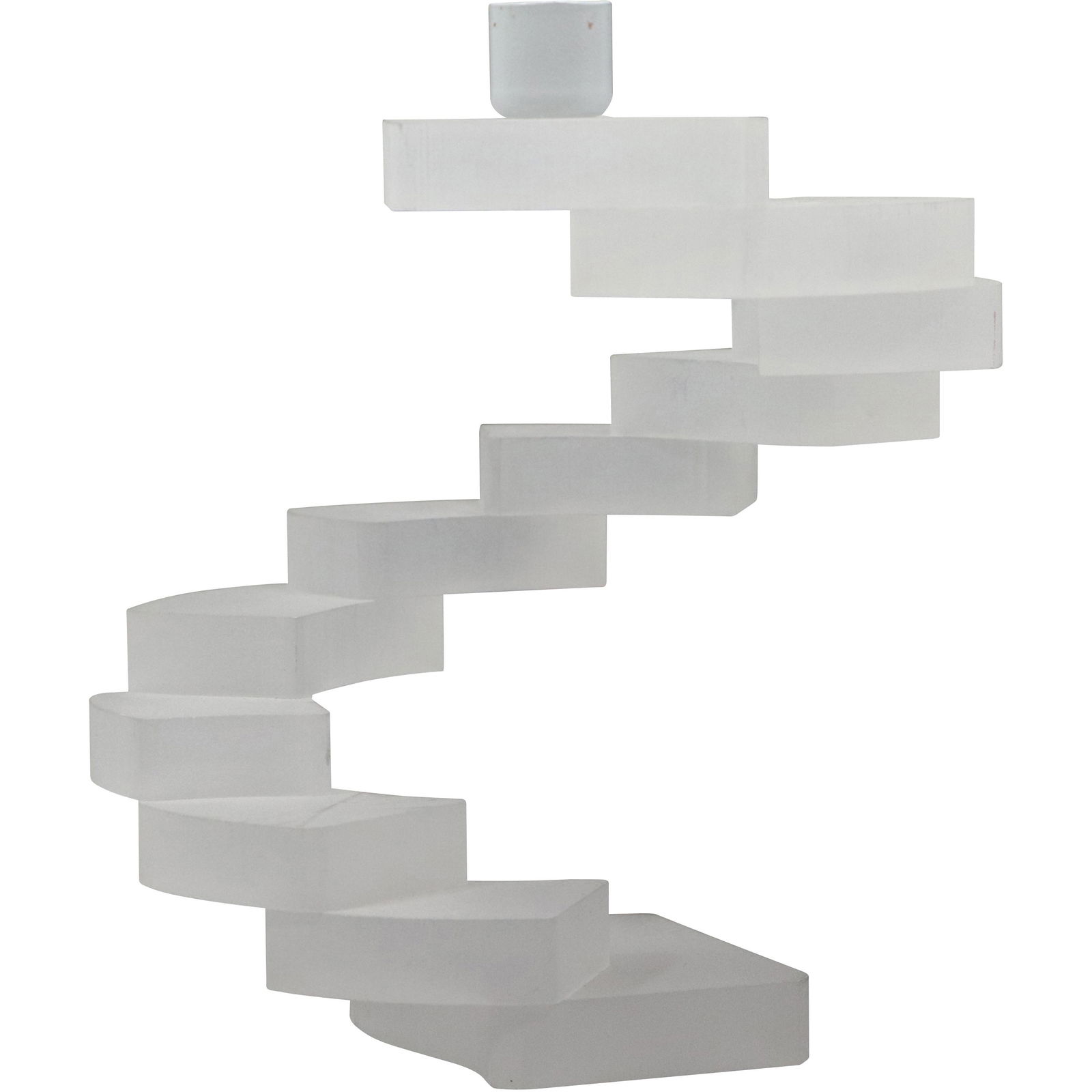 Frosted Lucite Spiral Staircase Candlestick - Unique: Frosted Lucite Spiral Staircase Candlestick - Unique. size: 8.75h 7.5w