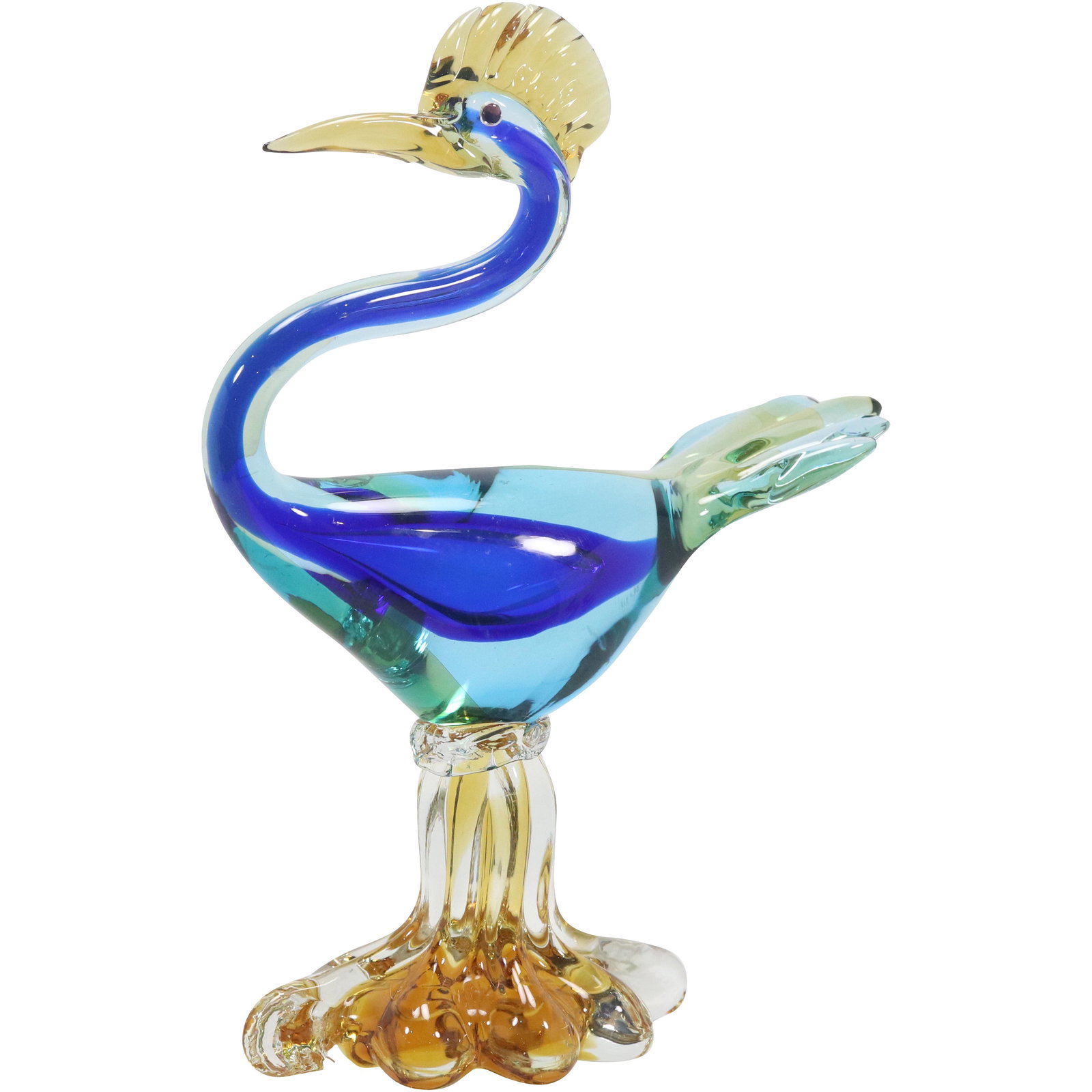 Murano Art Glass Large Multi Colors ROADRUNNER BIRD Sculpture 12.5 in. tall (1 of 9)