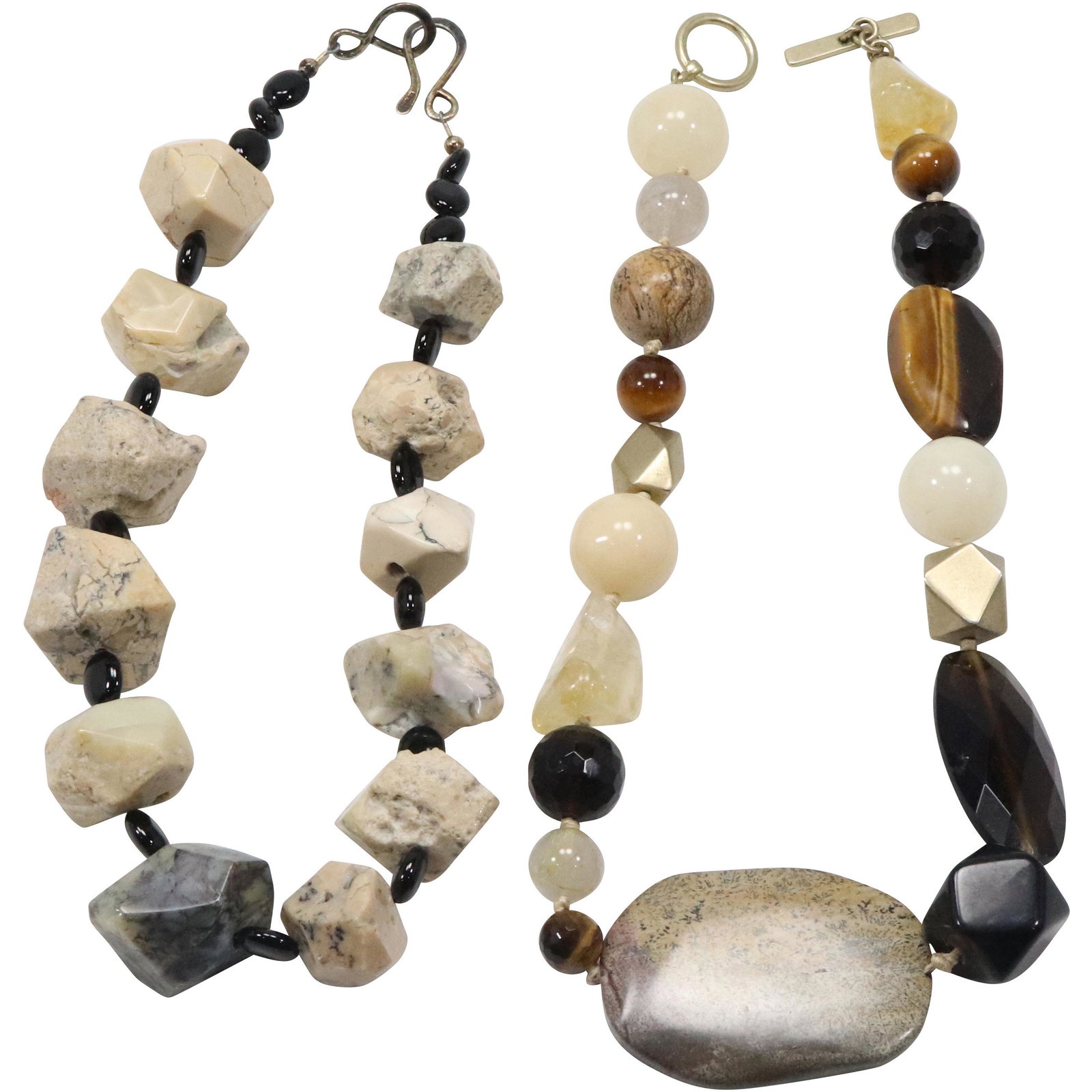 Sterling Large Raw Quartz Necklace & Signed Olsen Quartz, Tiger's Eye, Black Onyx Necklace (1 of 8)