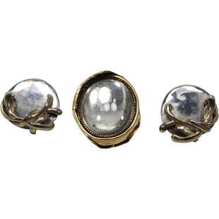 Designer Pin 1 1/2 in. x 2 in. & Designer Clip Earrings 1 1/2 in. diameter: Designer Pin 1 1/2 in. x 2 in. & Designer Clip Earrings 1 1/2 in. diameter