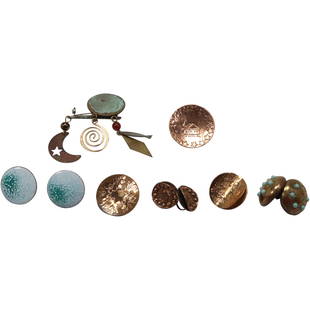 10 PC. Copper Jewelry Lot: Earrings, Pins: 10 PC. Copper Jewelry Lot: Earrings, Pins. Average size 1 in.