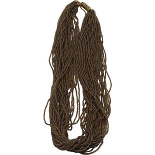 Quality Designer Multi Strand Necklace Amber & Blue Glass Beads 21 in. x 1 in.: Quality Designer Multi Strand Necklace Amber & Blue Glass Beads 21 in. x 1 in.