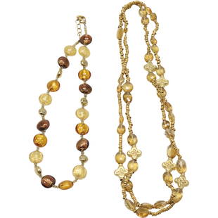 [2] Necklaces: Murrina Antica Murano Bead & Faceted Glass Bead Necklace: [2] Necklaces: Murrina Antica Murano Bead 19 in. x 1/2 in. & Faceted Glass Bead Necklace 47 in. x 1/2 in.
