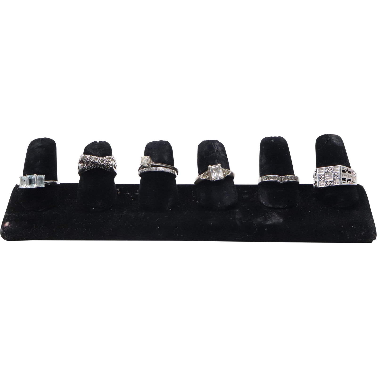 ]7] STERLING SILVER Assorted Rings with CZs, Marcasites Sizes 10, 6, 6, 9, 9, 9.5, 10 (1 of 9)