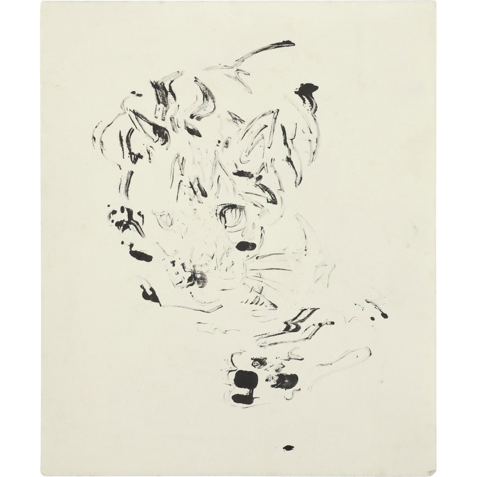 Ink Drawing Impressionism CAT Figure Artwork on Paper (1 of 9)