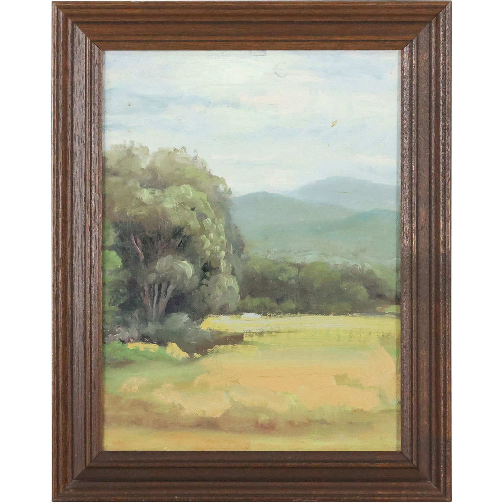 Hudson Valley Impressionism Oil Painting Field in Landscape, Framed (1 of 10)
