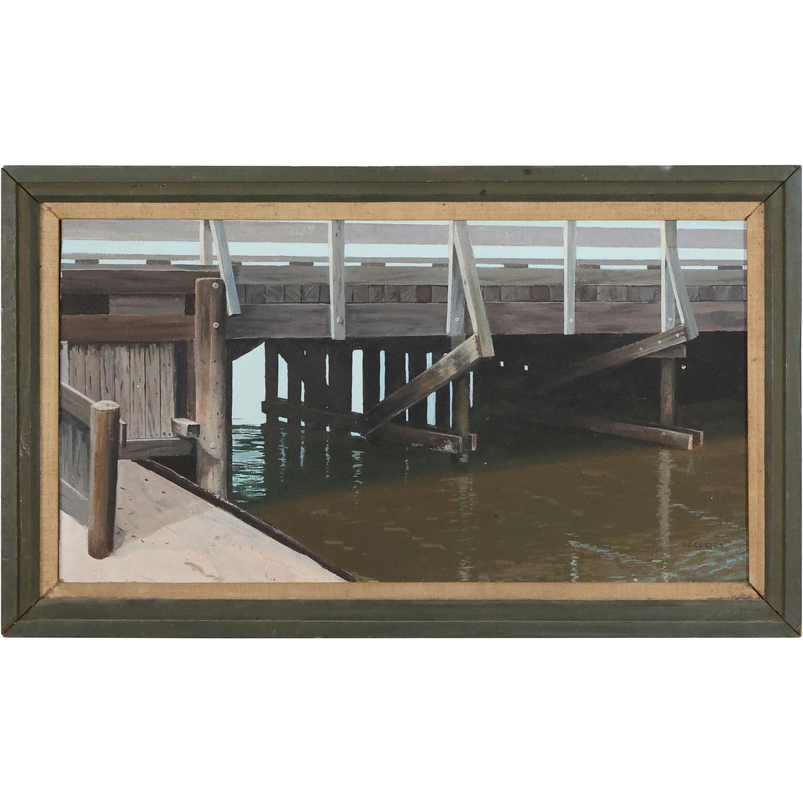 W CORDES; Oil Painting of a Pier ; Signed, Oil on Board, Framed (1 of 14)