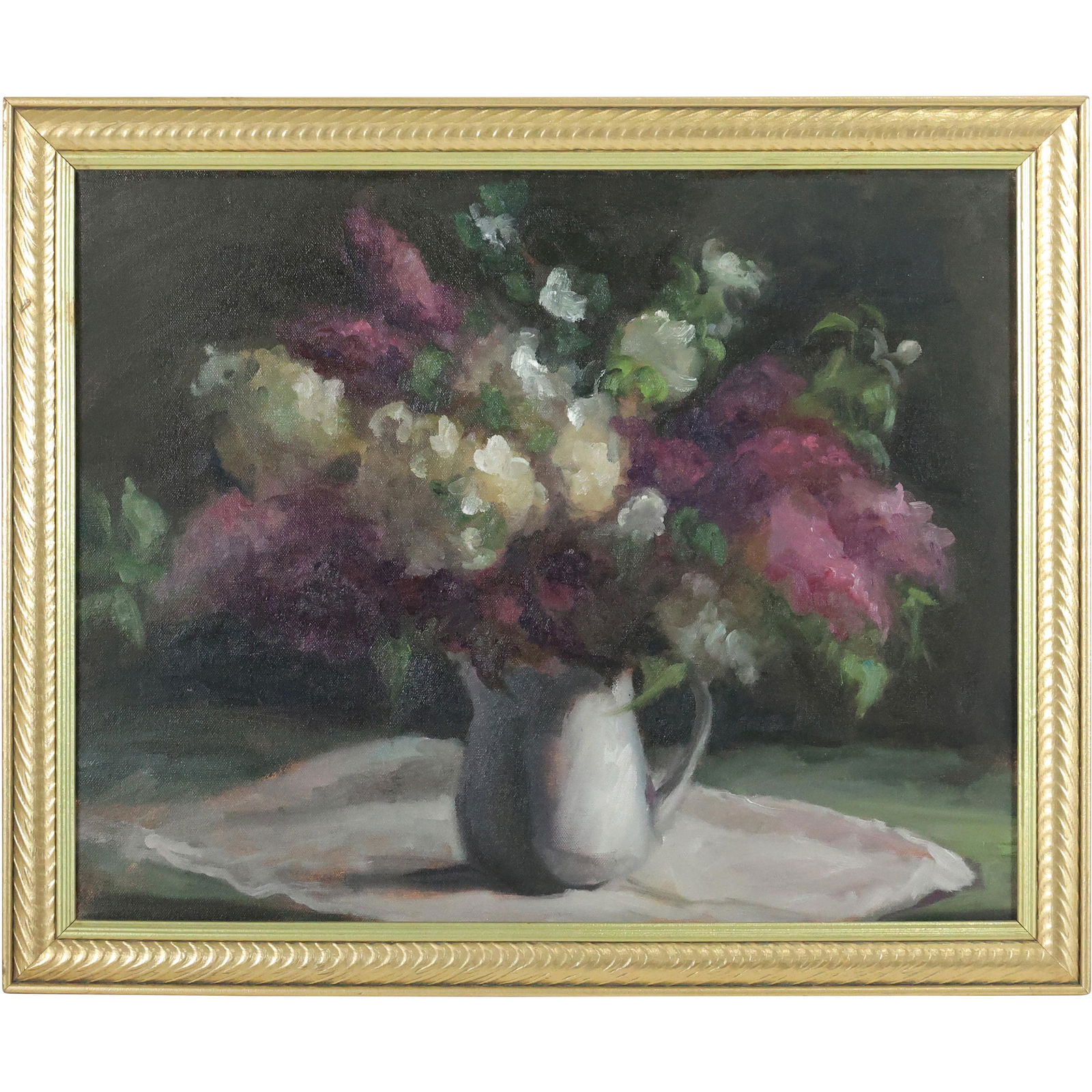 Marianne Horlitz, 20th C. Oil on Canvas Painting Still Life Flowers in Vase (1 of 11)