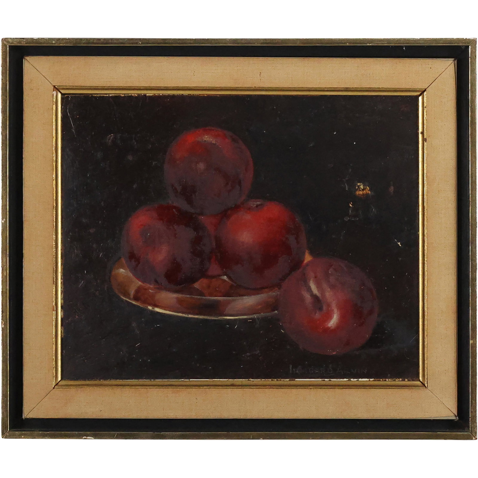 Irmgard Arvin, 20th C. American, Still Life APPLES on Plate,  Realism, Signed, Framed (1 of 10)