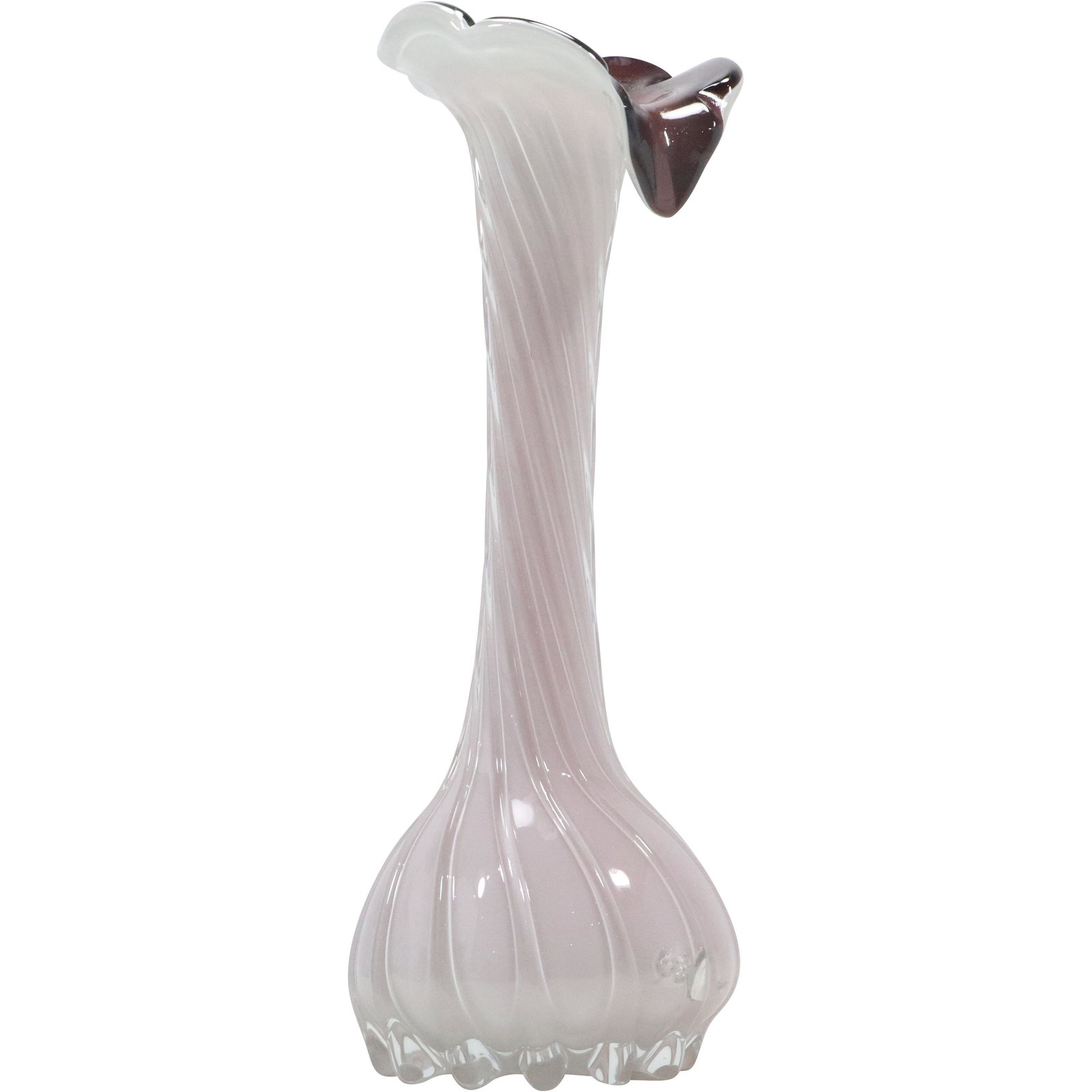 Pink and Amethyst Tall 10.5 in. height Flower Form Glass Vase (1 of 8)