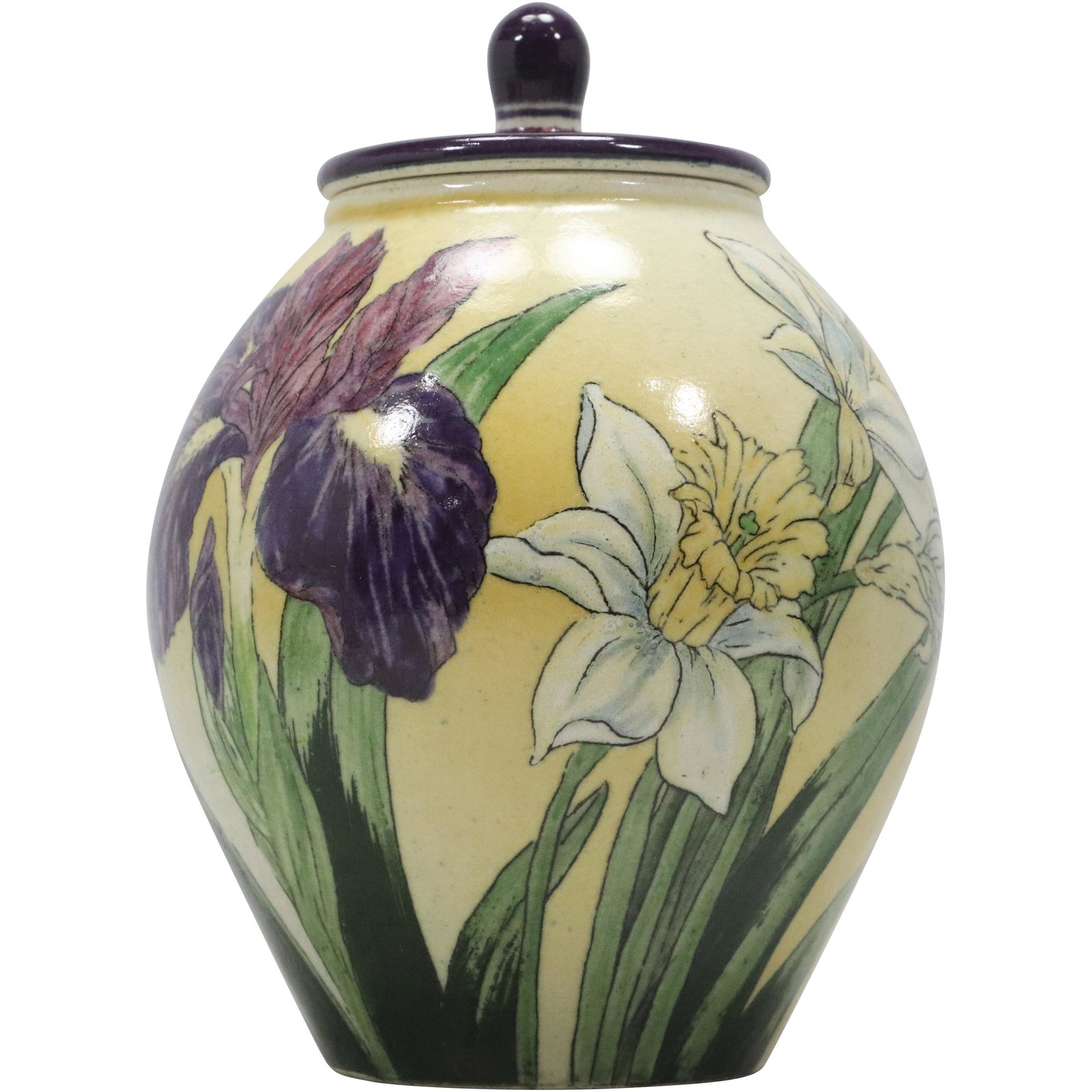 Signed SBCD, Ceramic Studio Covered Ginger Jar Hand Painted Flowers (1 of 8)