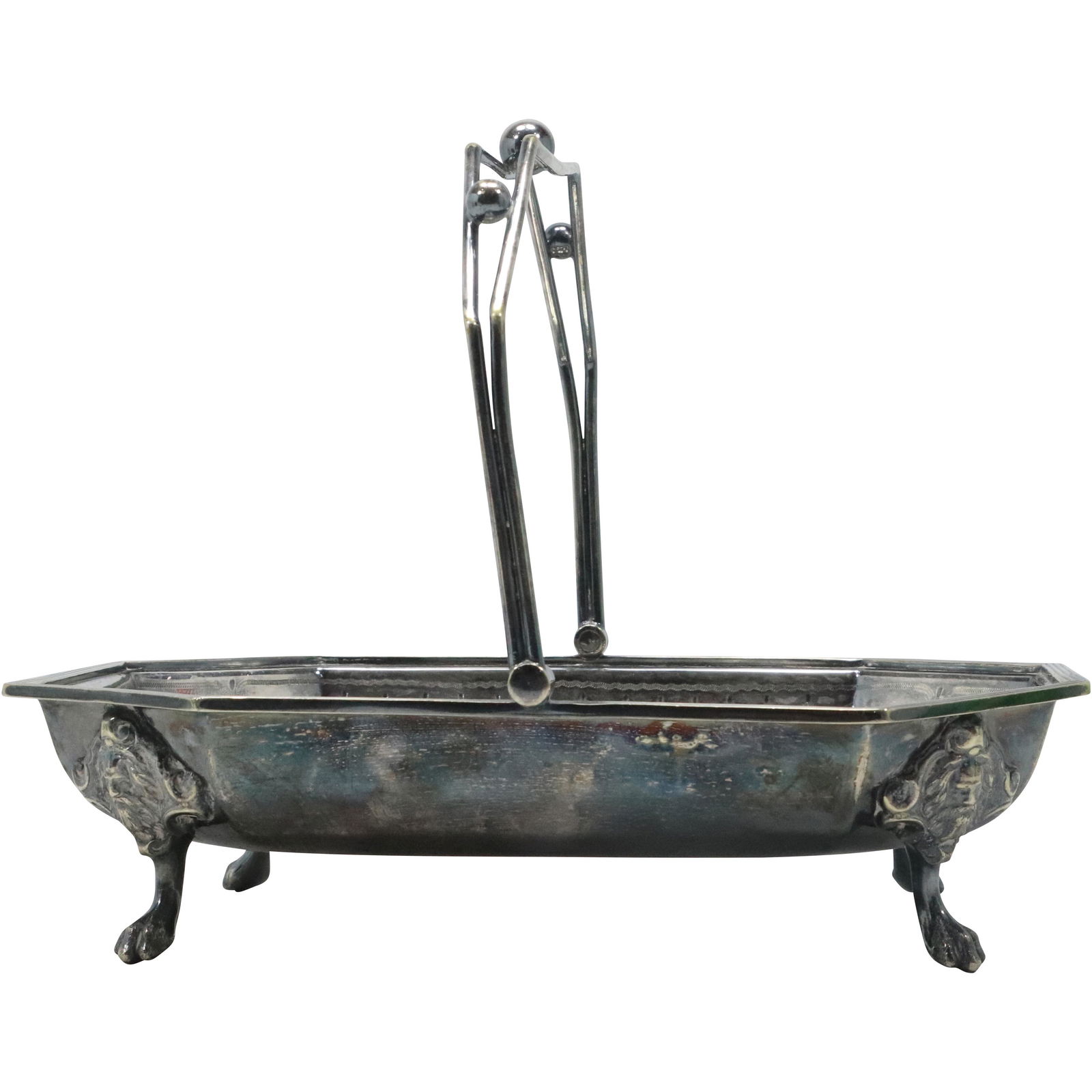 Victorian Aesthetic Movement Footed Silver Plate Basket with Handle (1 of 10)