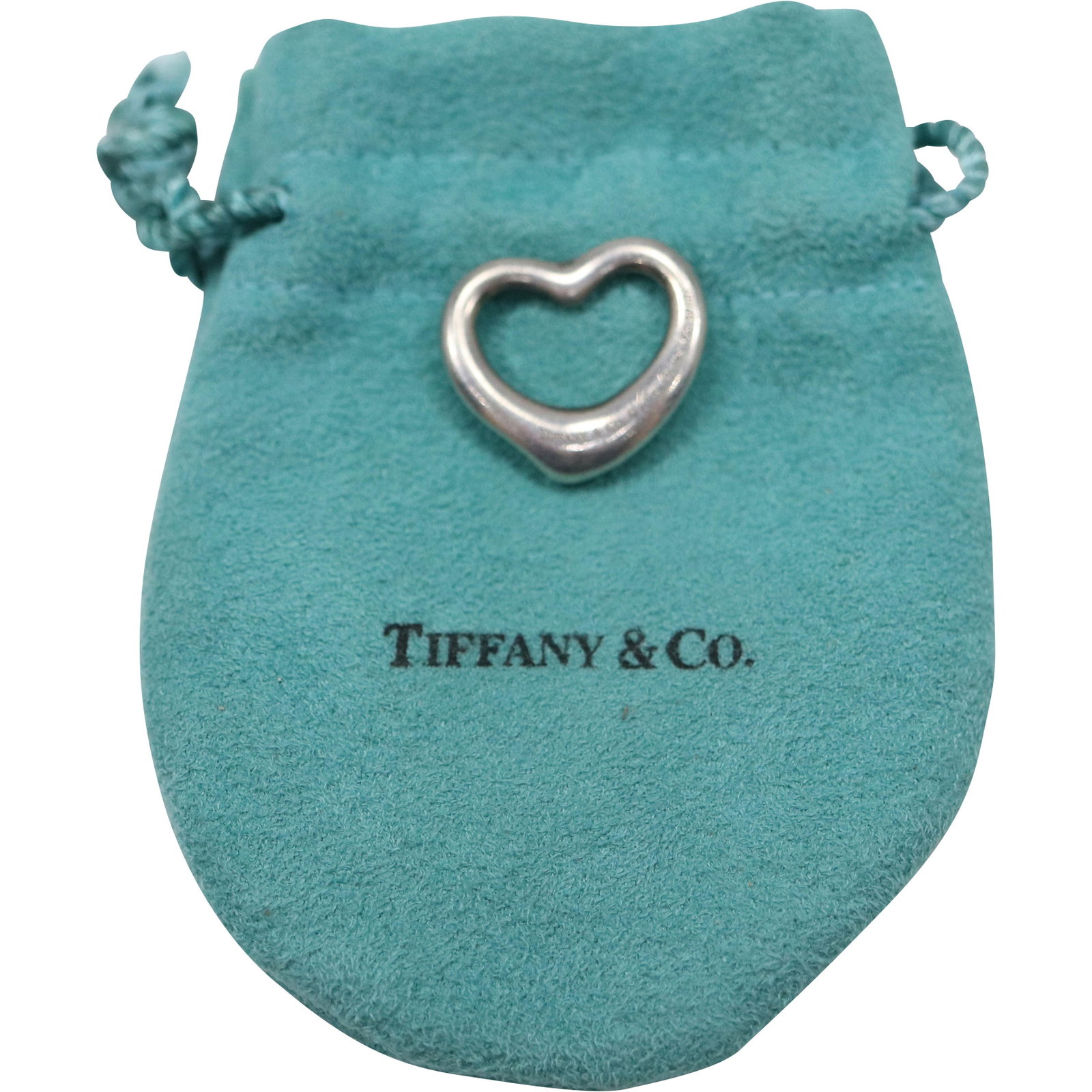 TIFFANY & CO .925 STERLING SILVER Spain Heart Pendant ELSA PERETTI: TIFFANY & CO .925 STERLING SILVER Spain Heart Pendant ELSA PERETTI with fabric bad. size: 1x7/8
