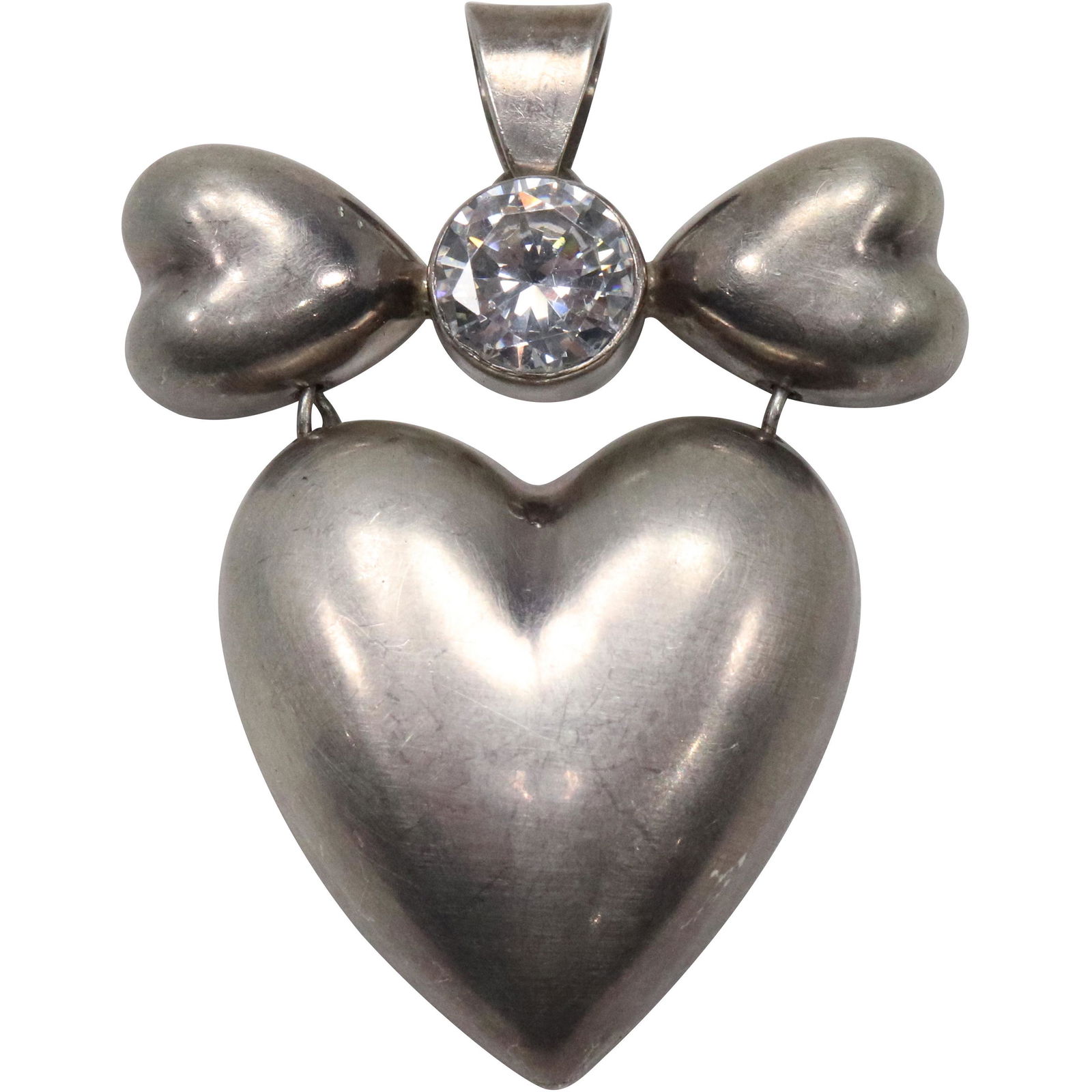 .925 STERLING SILVER TD-34 Mexico HEART PIN BROOCH with CZ (1 of 7)