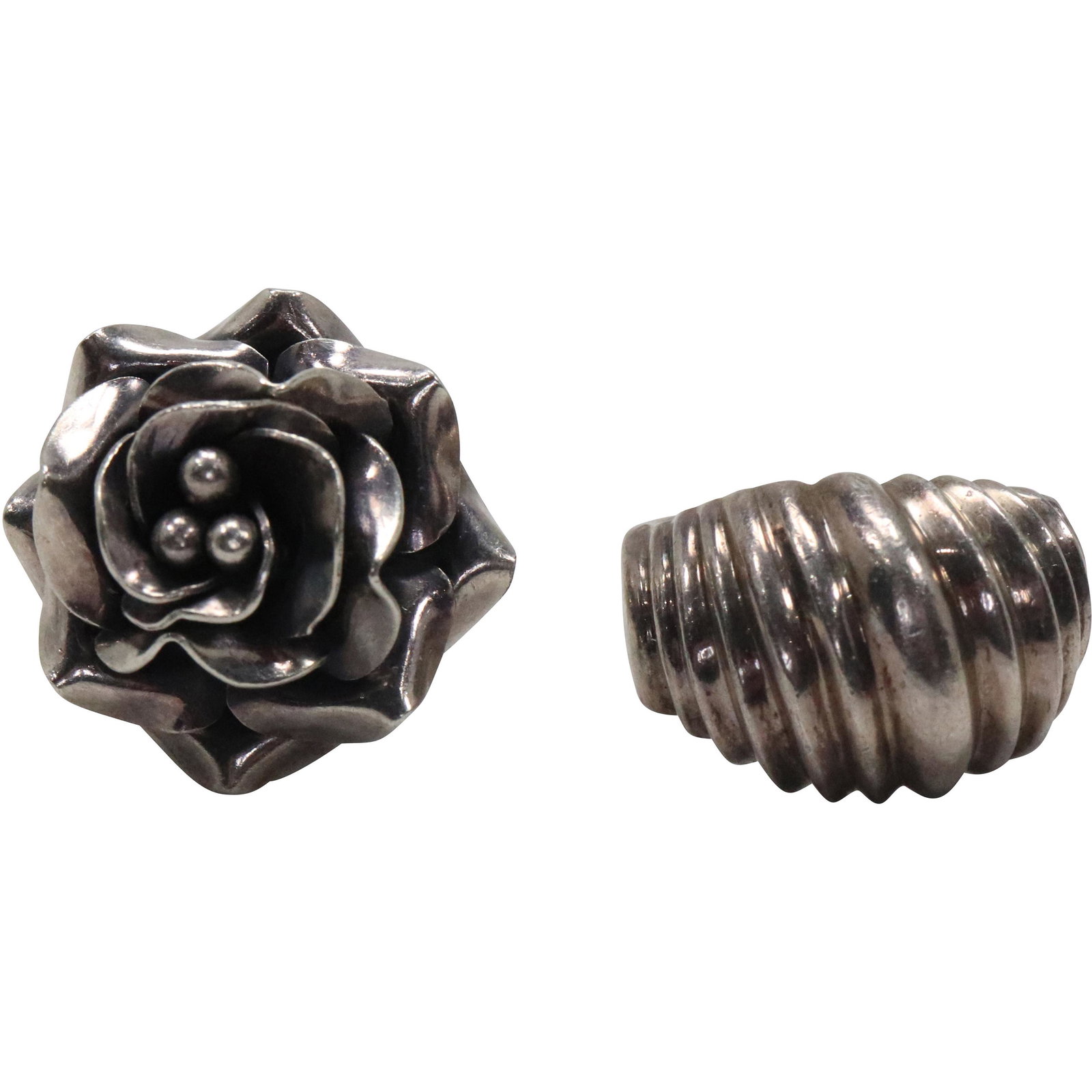 [2] .925 Sterling Silver Mexico Rings Skyline Size 9 and Rose Size 8 (1 of 10)