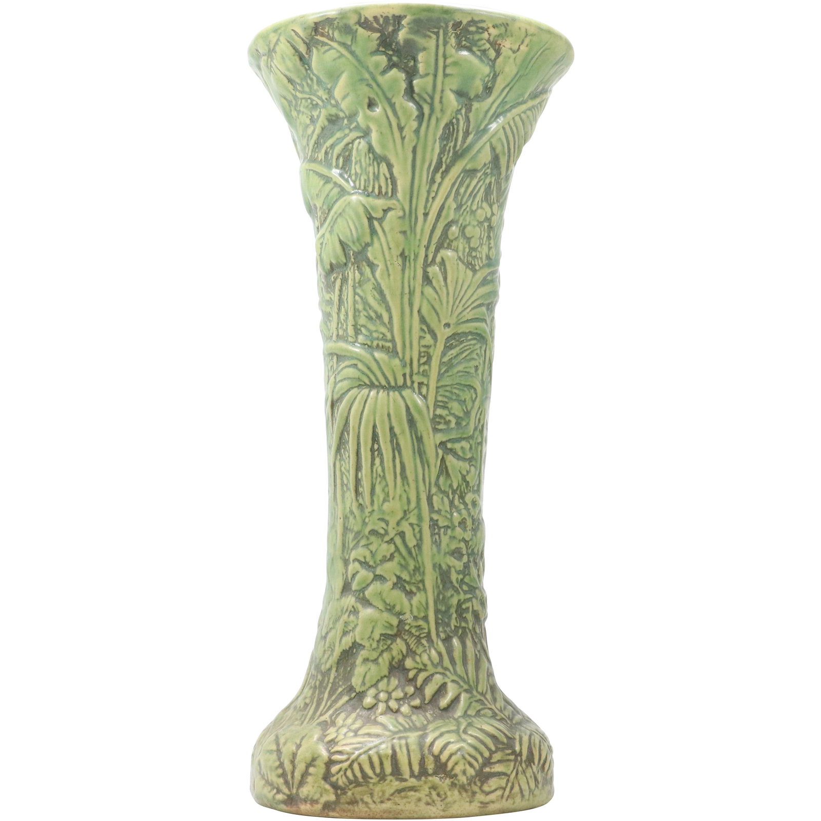 WELLER POTTERY Tall Green Floor Vase Rainforest Pattern 19.5 inches height (1 of 12)