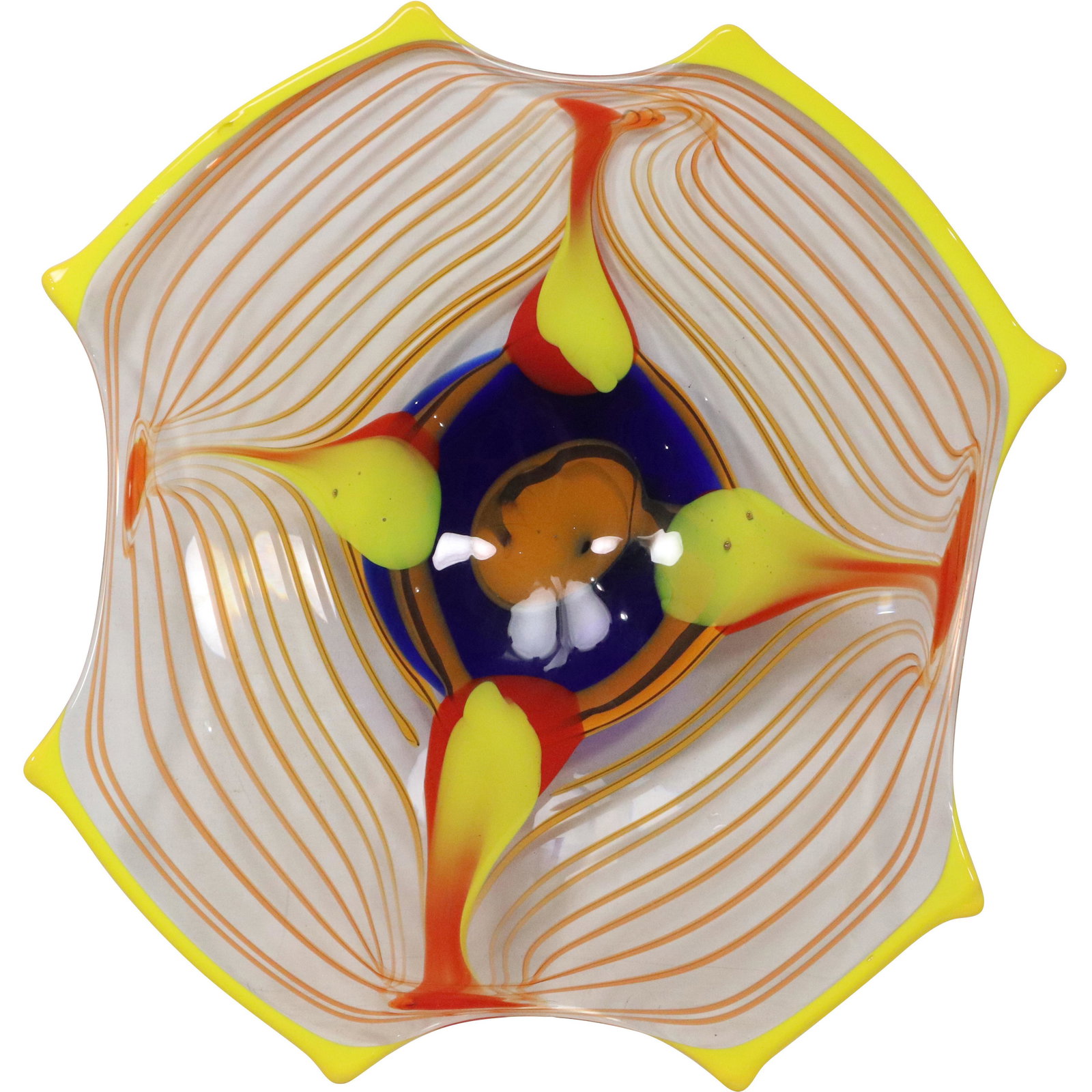 Signed A Valnei Studio Art Glass Large Colorful Plate Serving Platter 16.5 in. diameter (1 of 9)