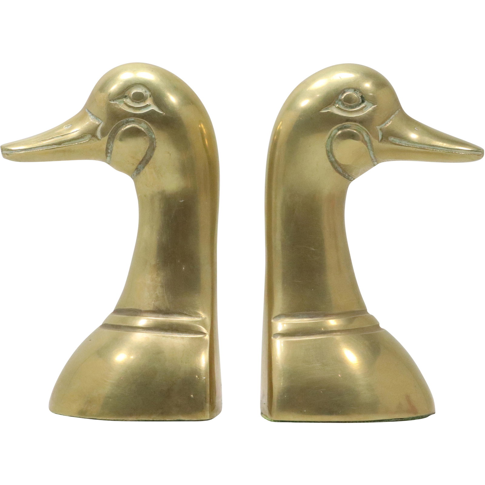Brass DUCK HEAD Figurative Bookends (1 of 7)
