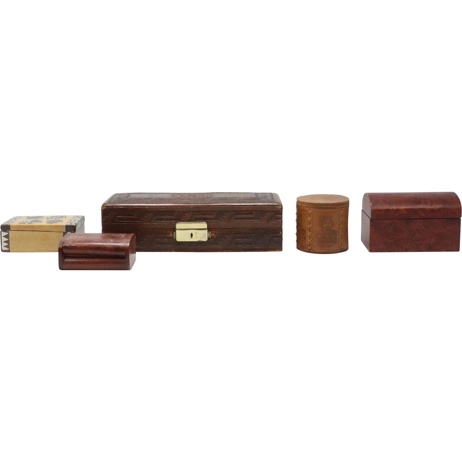 [5] Estate Grouping Assorted Wooden Boxes - Variety. Burl, Carved, Inlay (1 of 18)