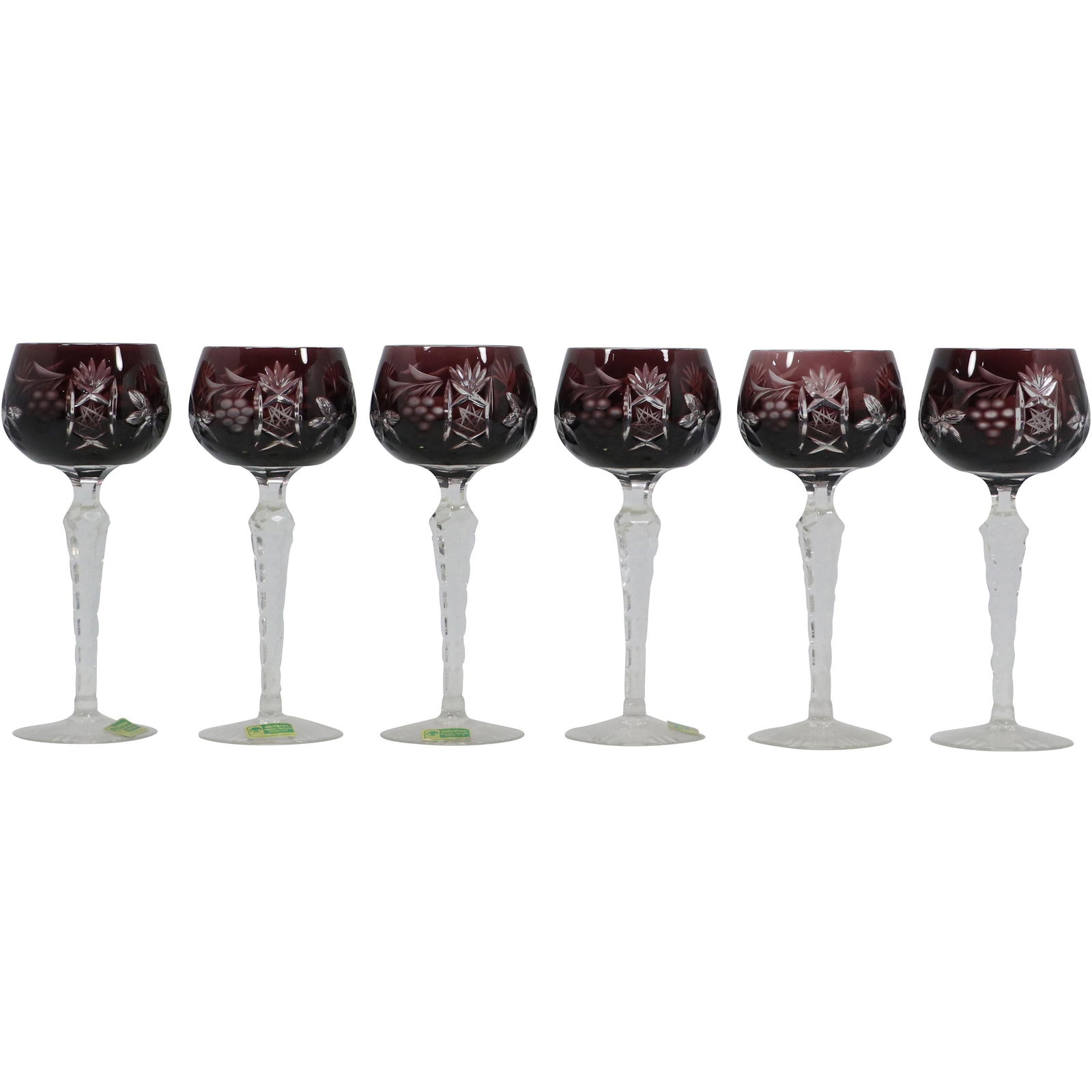 [6] SIX Bohemian Deep Purple Amethyst Cut to Clean Stemware Glasses (1 of 8)