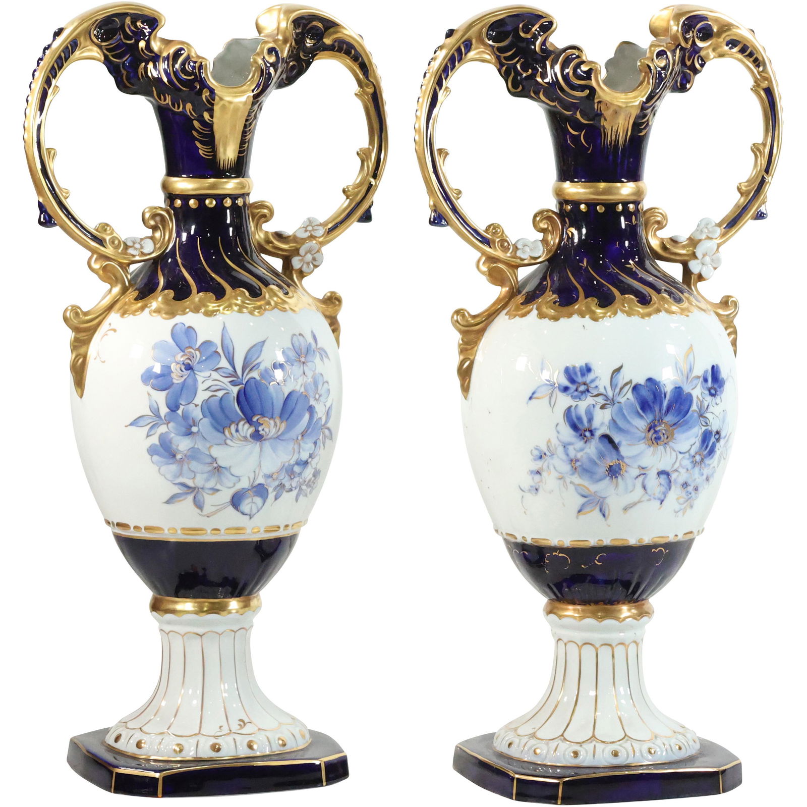 [2] TWO Large Palacial ROYAL DUX Fine Porcelain Urns 24.5 inches Height (1 of 15)