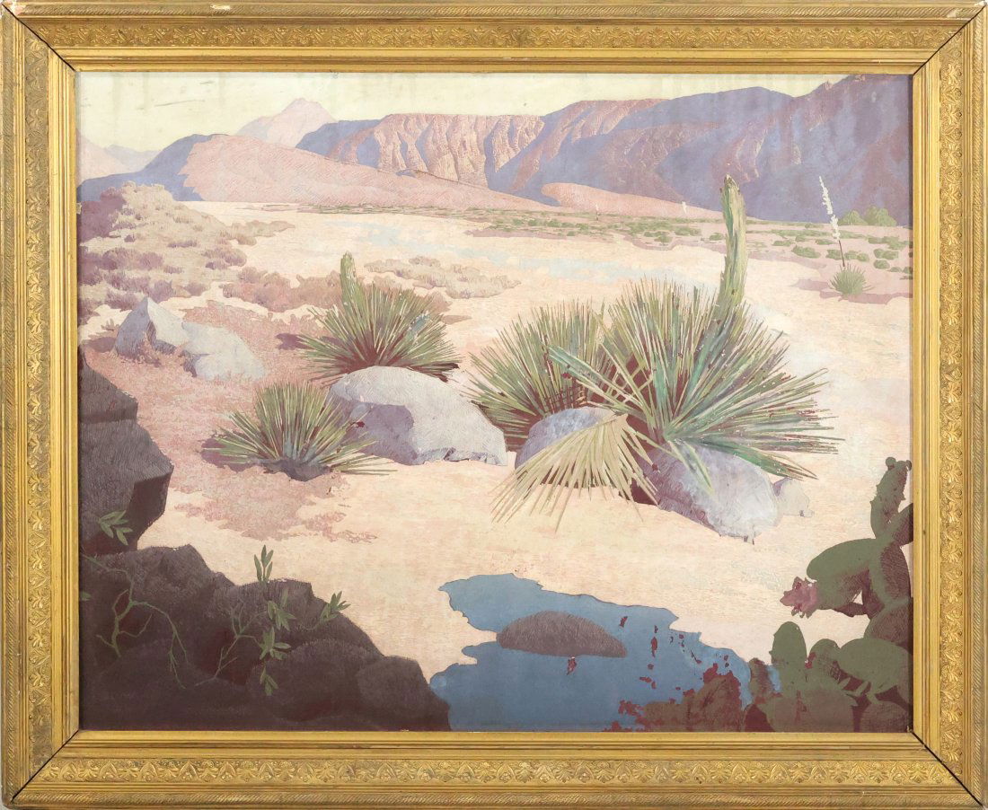 Signed CONRAD BUFF, Oil on Board, CANYON CLIFFS DESERT LANDSCAPE All Original Including Frame (1 of 20)
