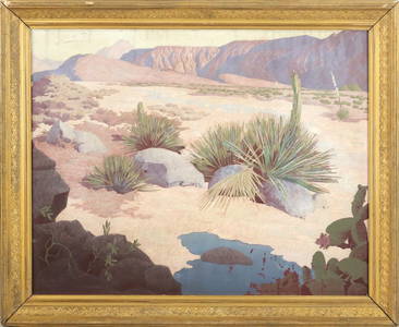 Signed CONRAD BUFF, Oil on Board, CANYON CLIFFS DESERT LANDSCAPE All Original Including Frame