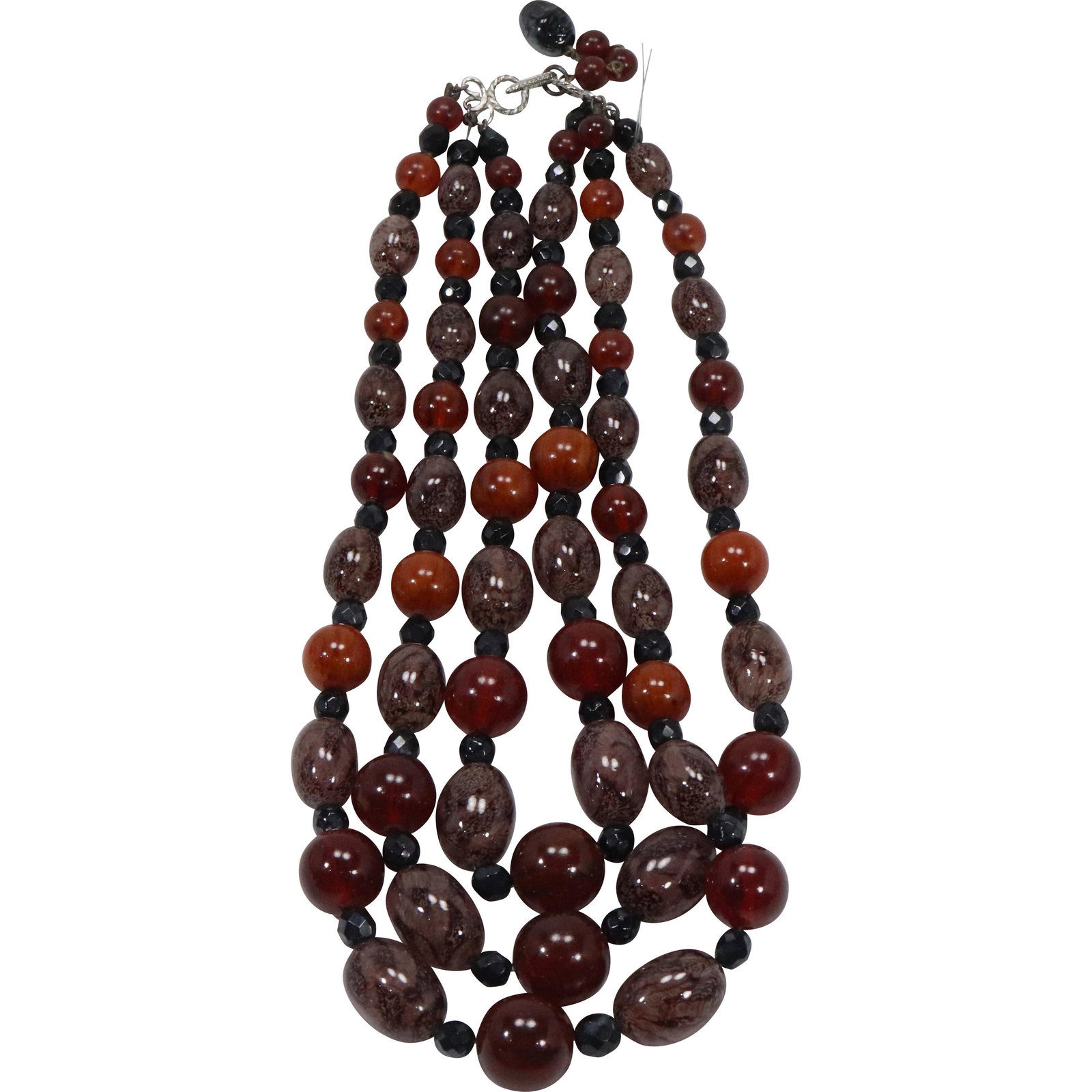 Art Glass 3-Strand Beaded Necklace Size 16 in. x 2 in. (1 of 5)