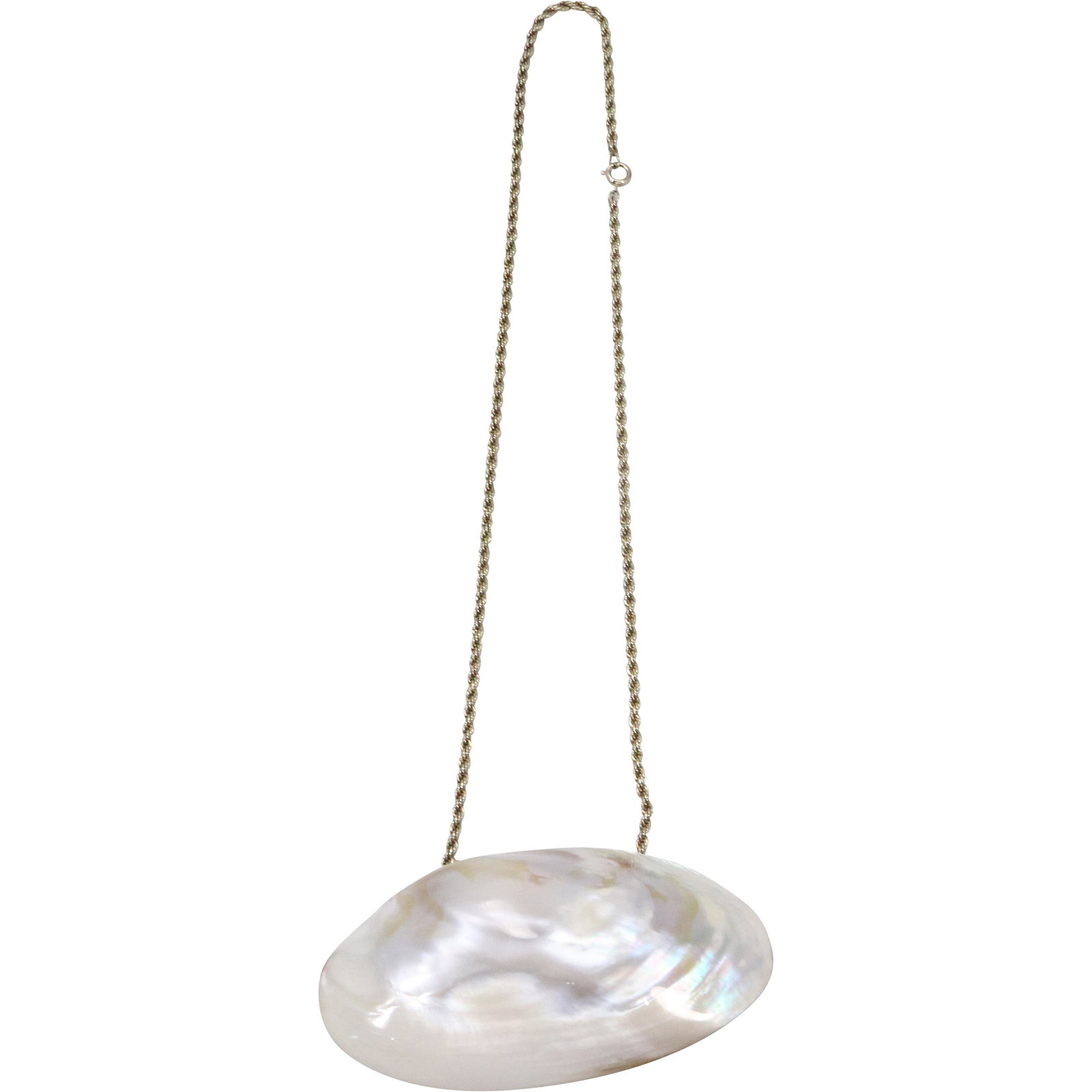 Sterling Silver Rope 24 in. Chain with MOP Shell Pendant 4 1/4 in. x 2 1/2 in. (1 of 8)