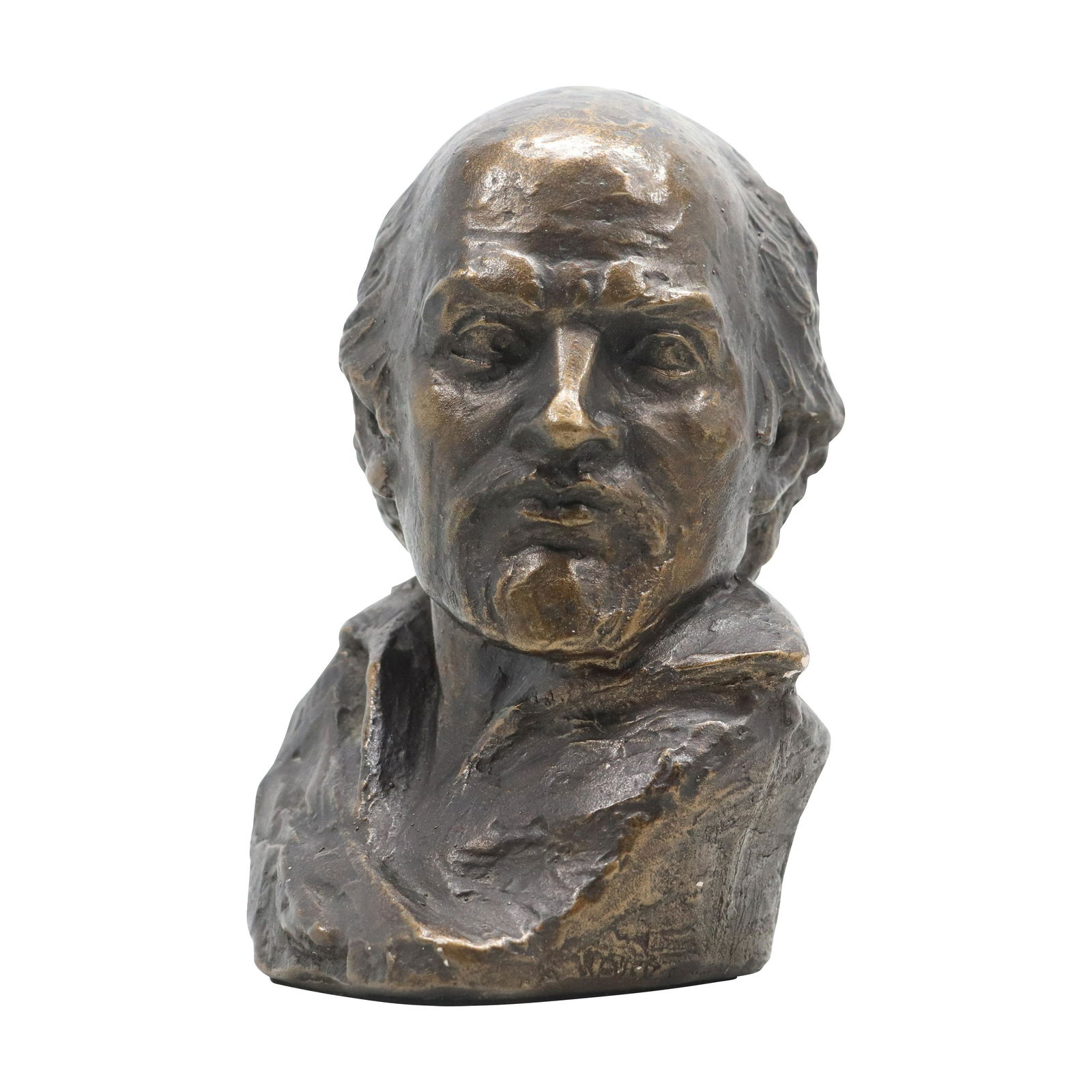 Artist Signed Sculpture Bust of a Man Scholar - Bronze Patina Over Plaster Composition (1 of 8)