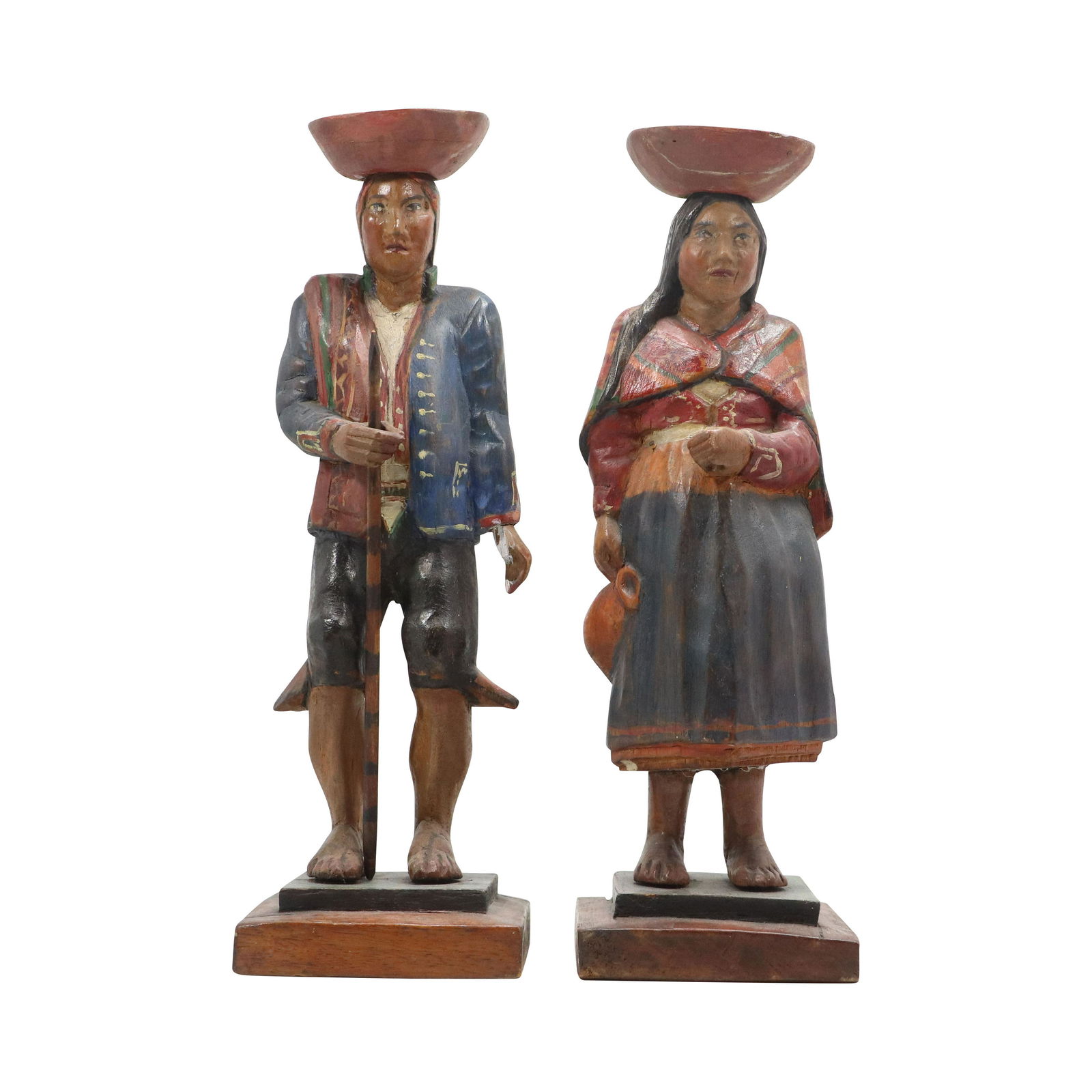 [2] Vintage Carved Wooden South American Masn and Woman Figure Sculptures (1 of 16)
