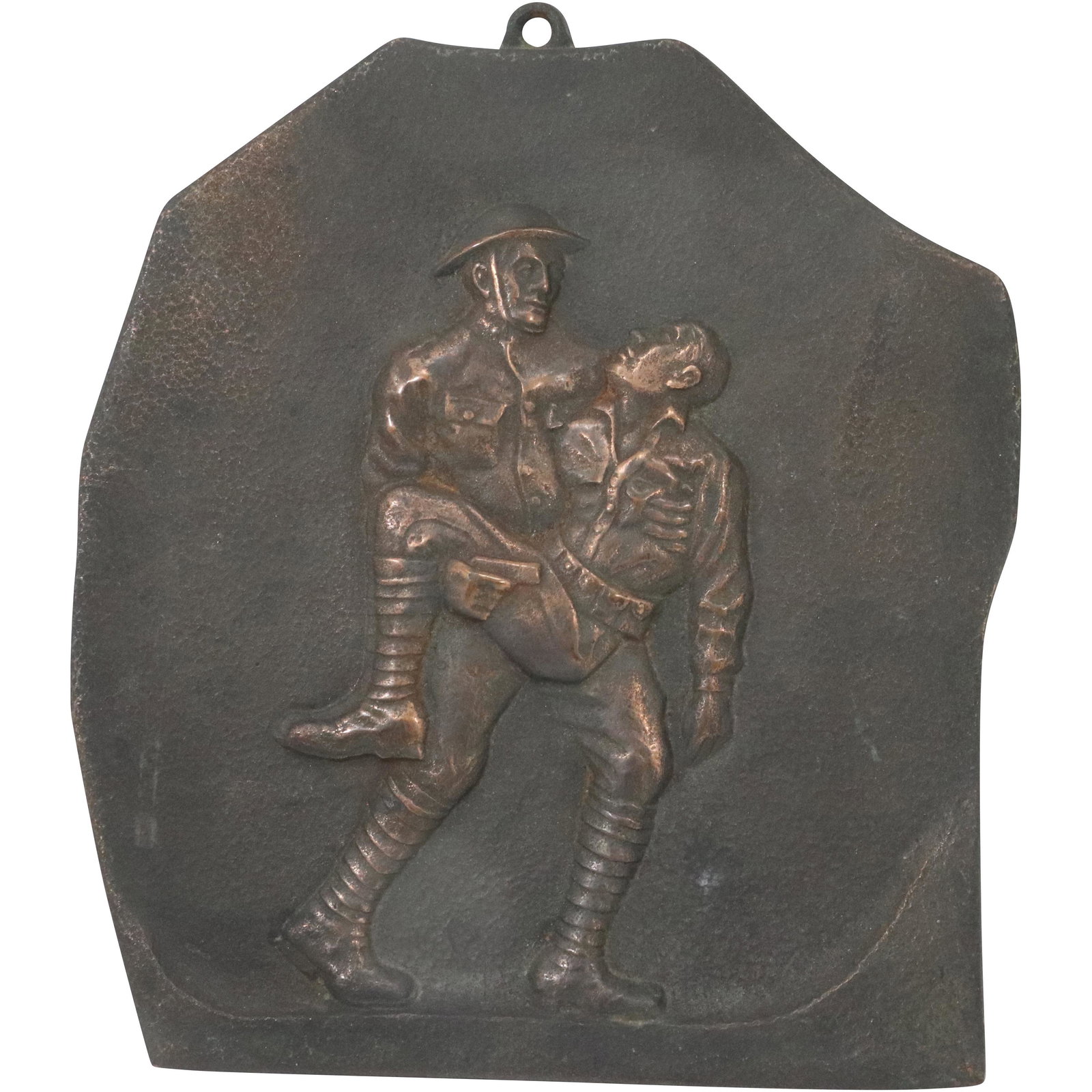 Viggo Brandt-Erichsen Bronze Plaque Fallen Soldier "Buddies" Signed and Dated 1932 (1 of 8)