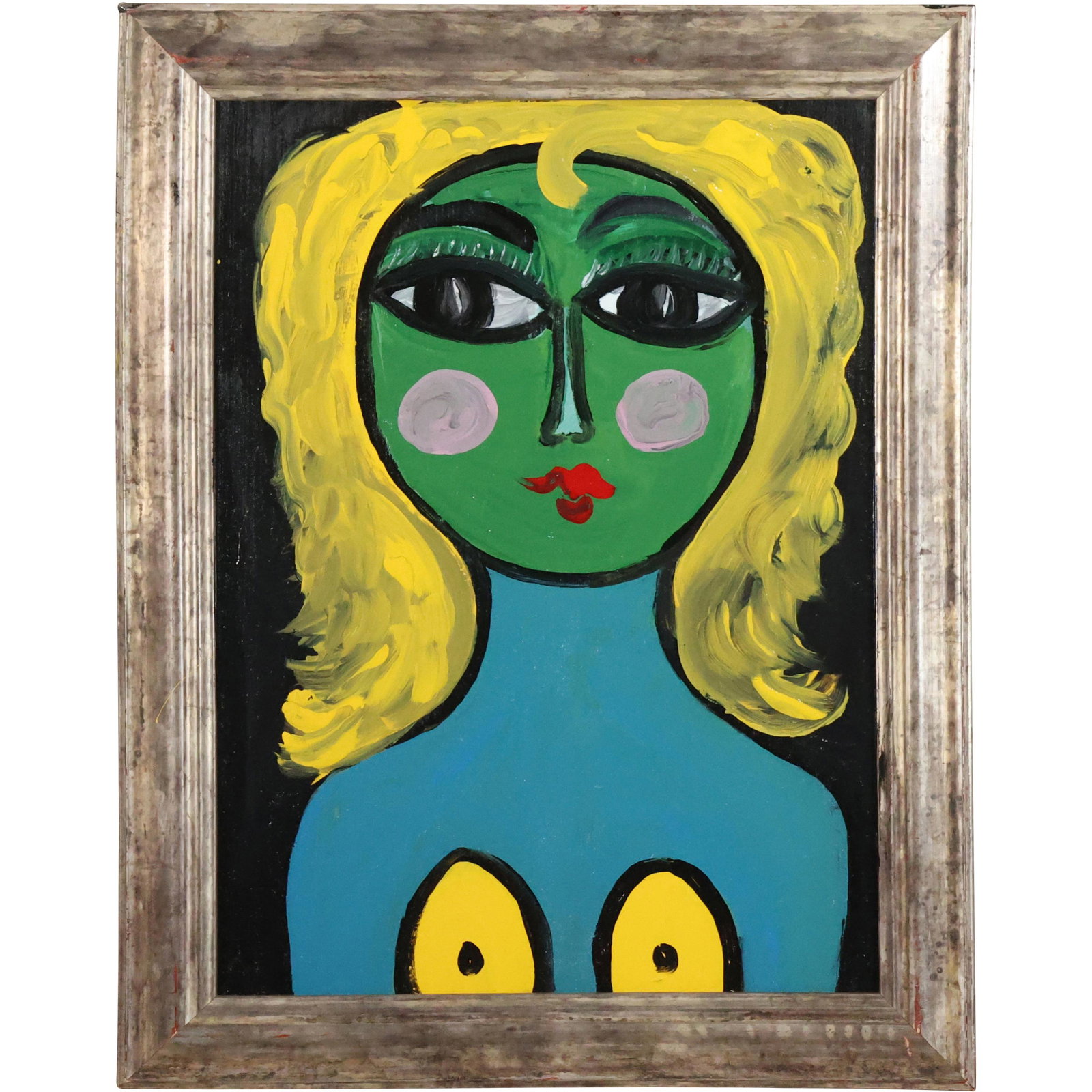 Thomas Pulgini, American, Oil Painting, , Abstract Portrait Woman Yellow Hair (1 of 11)