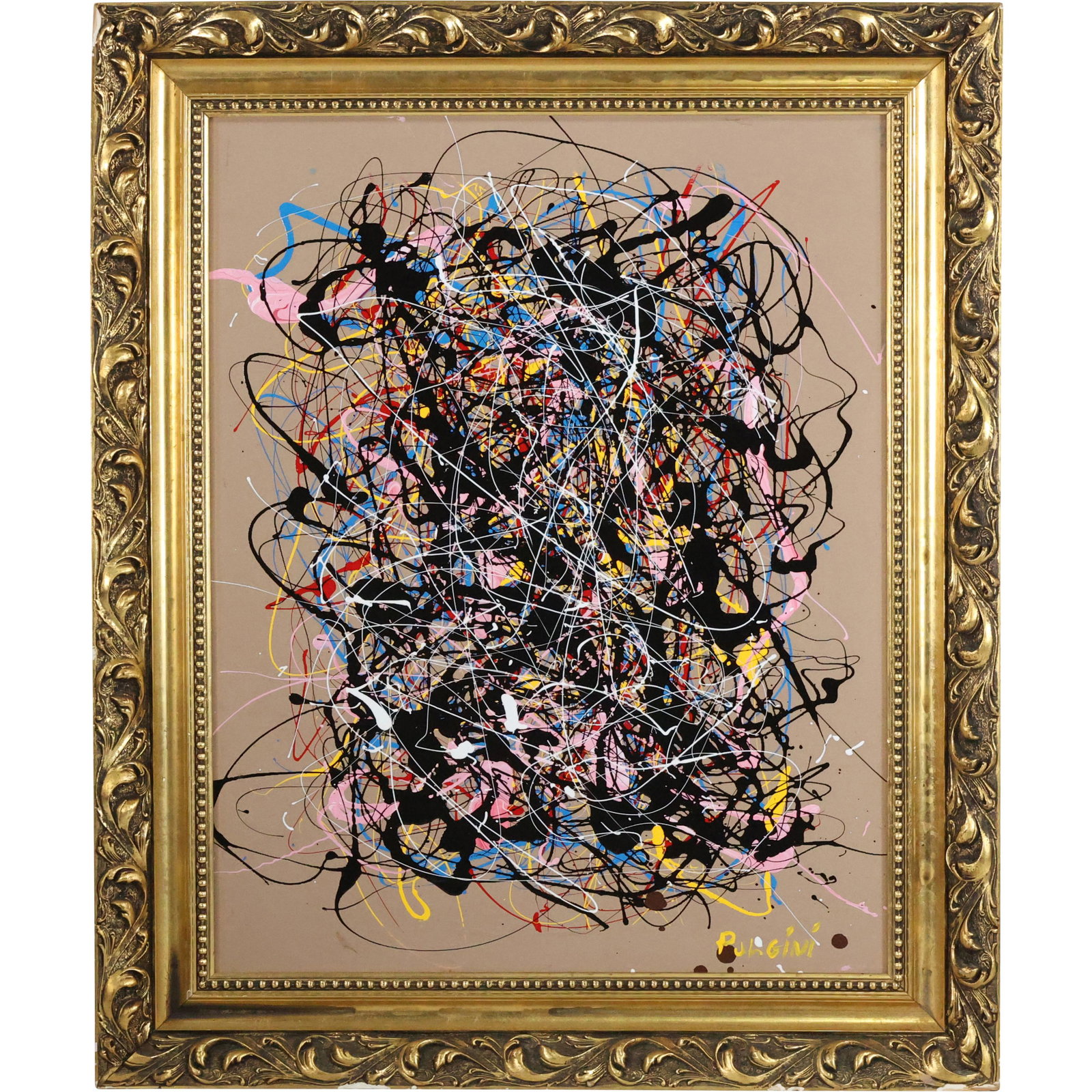 Thomas Pulgini, American. Oil Painting Style of Jackson Pollock Drip Art (1 of 12)