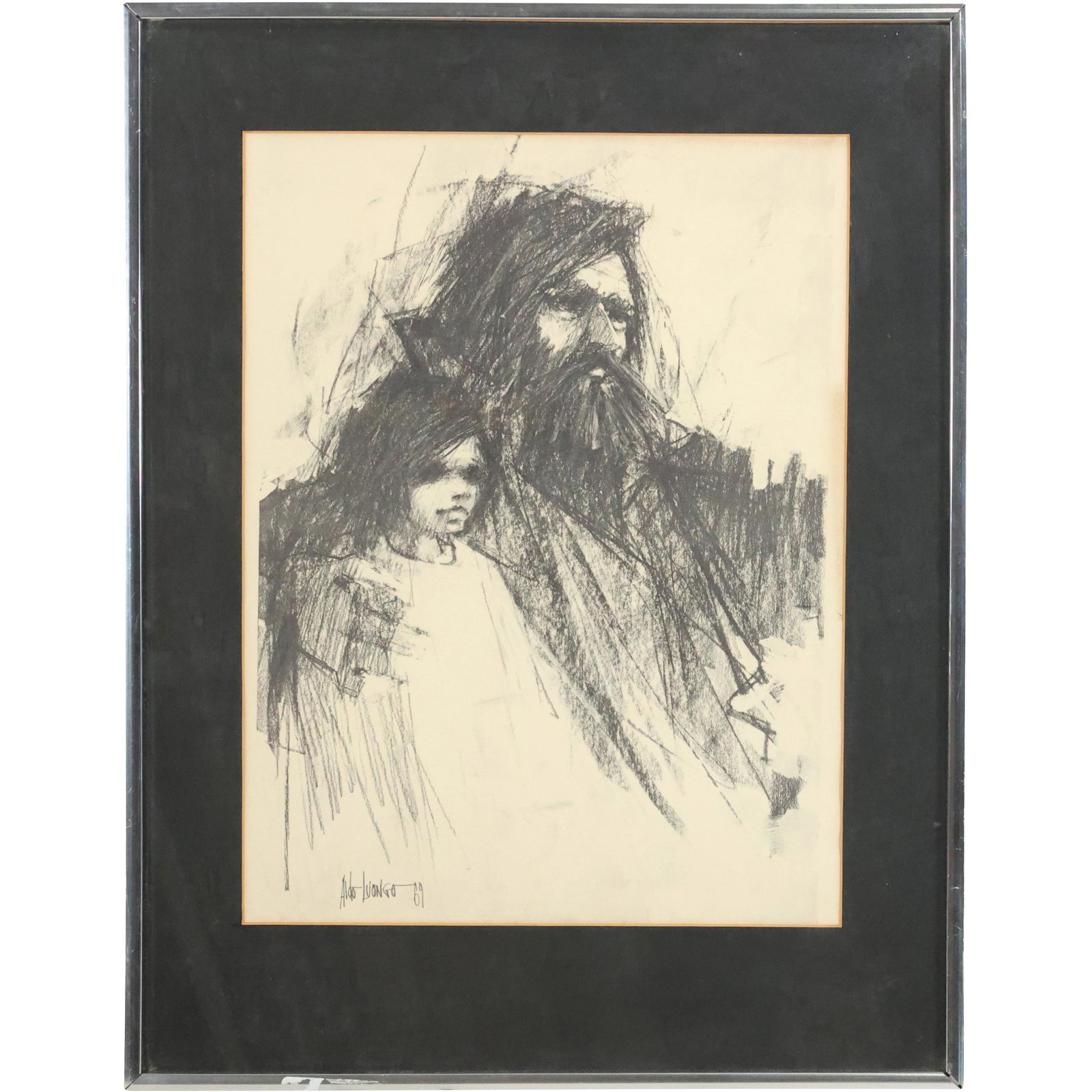 Aldo Luongo, New York/ Argentina, "The Story Teller". Charcoal Drawing. (1 of 11)