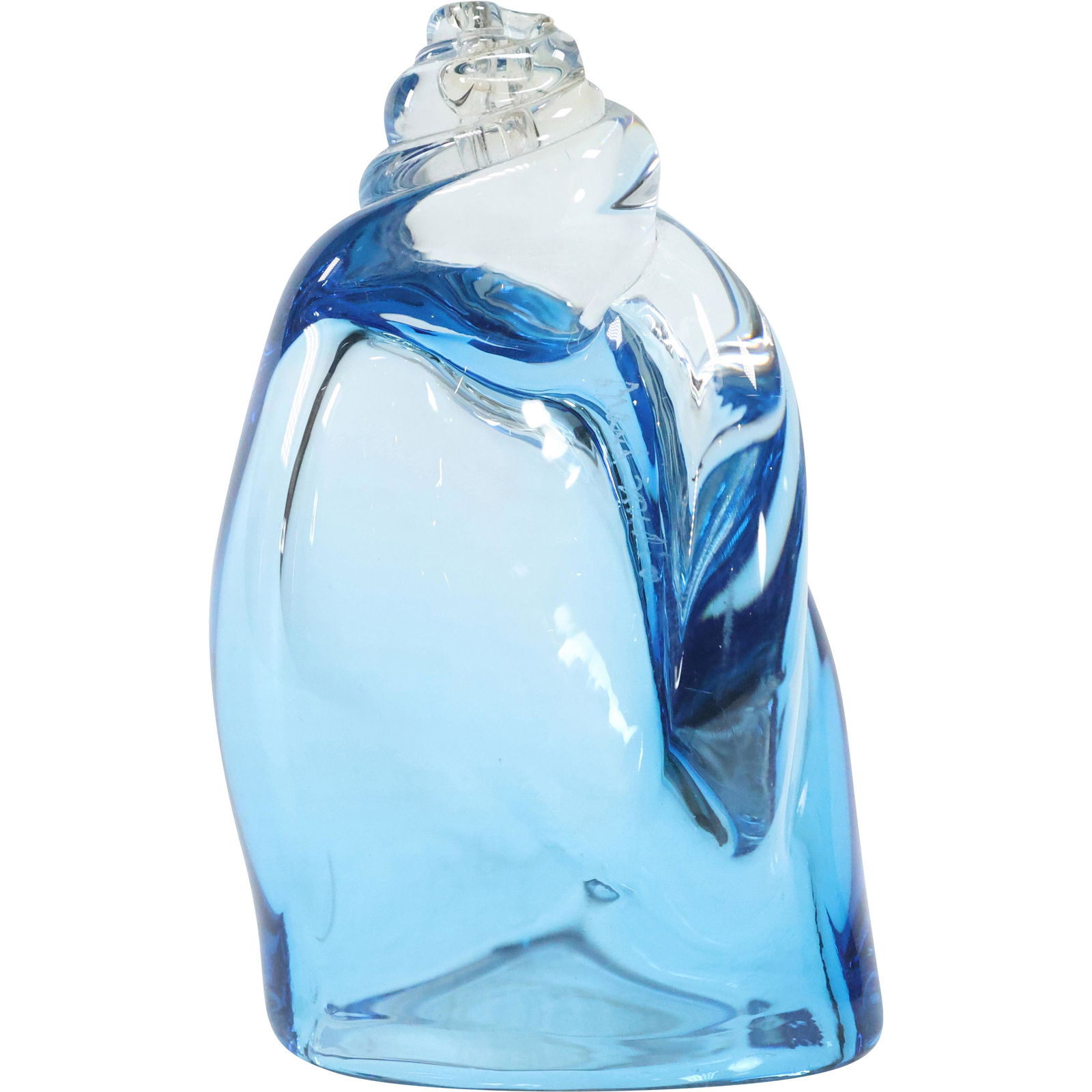 Signed Studio Art Glass Blue Conch Shell (1 of 7)