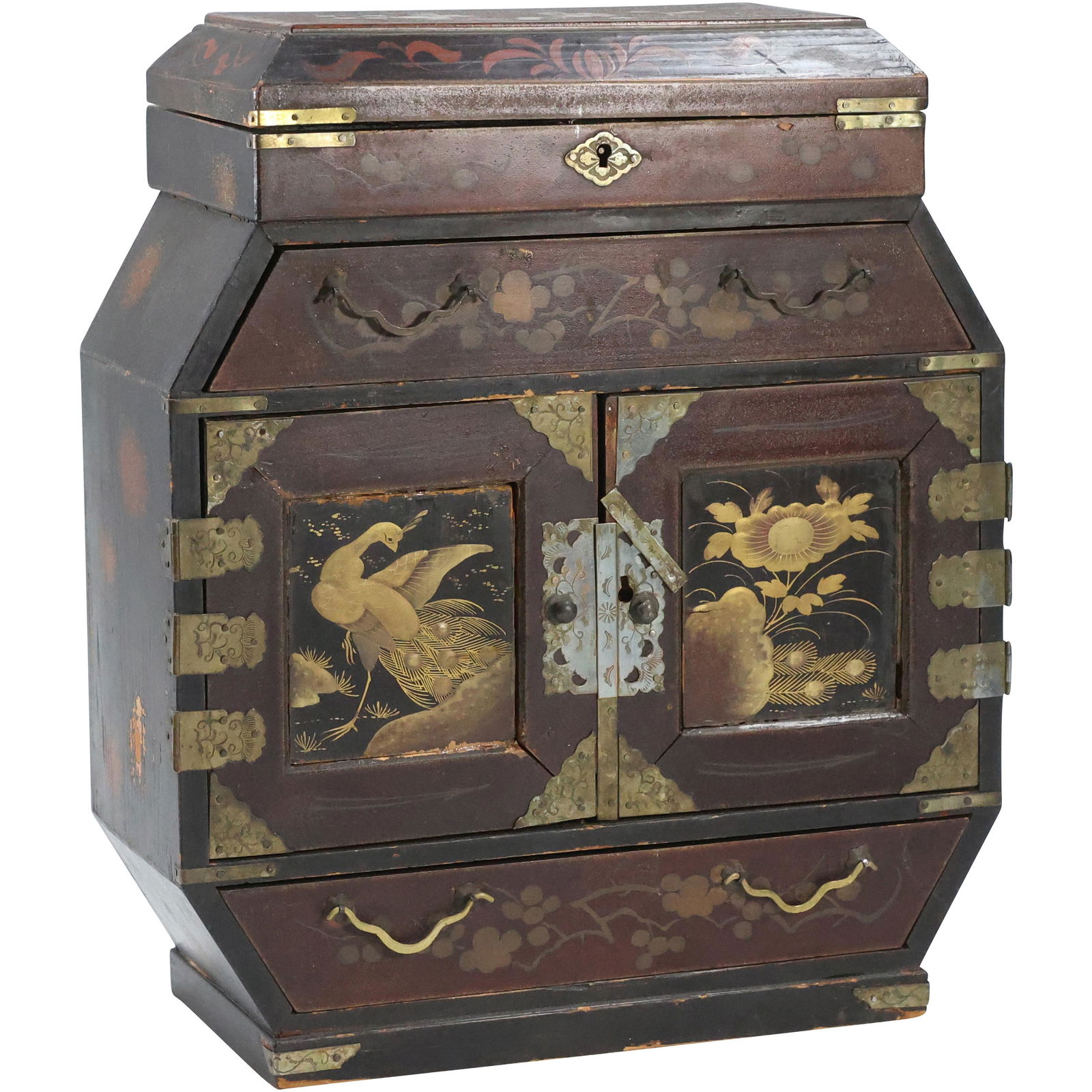 Early Chinese Laquered Jewelry Box with Fitted Compartments - Scenic Design (1 of 18)