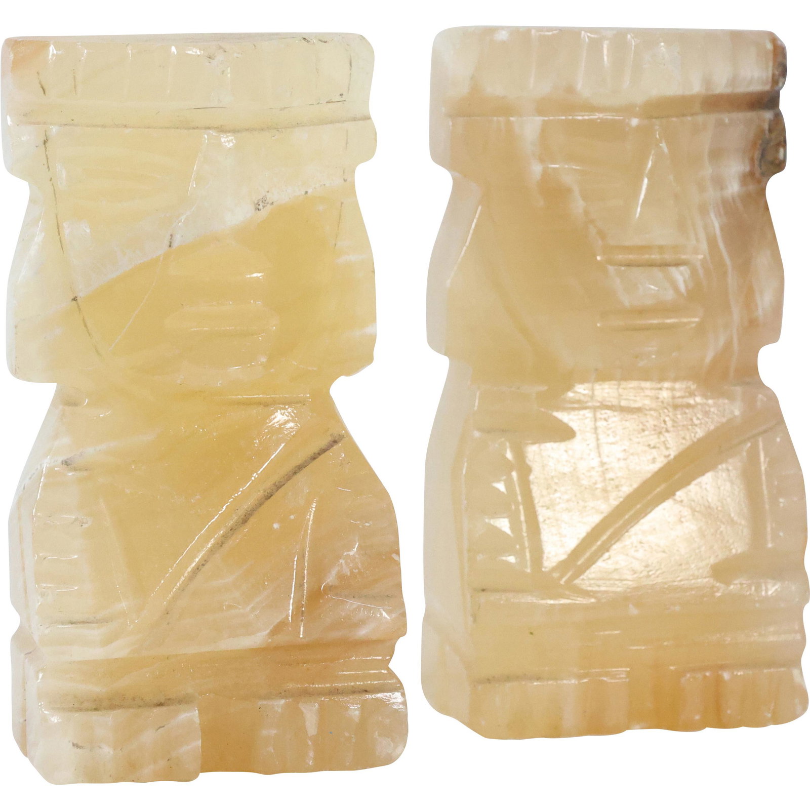 [2] Two Carved Mayan Figure Onyx Statues / Bookends (1 of 6)