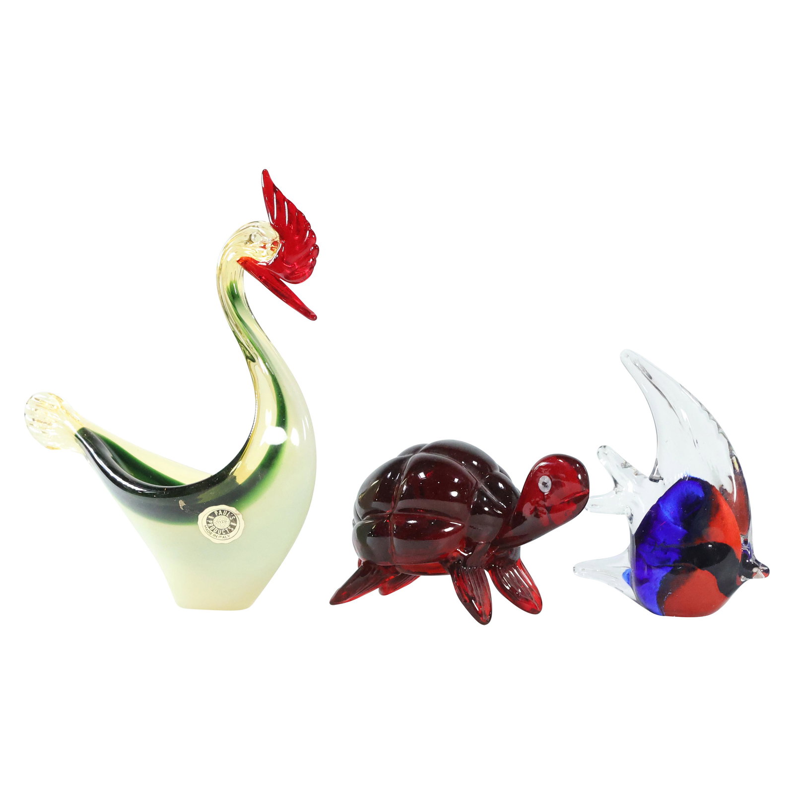 [3] Murano Italian Art Glass Figures: Exotic Bird, Turtle, Tropical Fish (1 of 17)